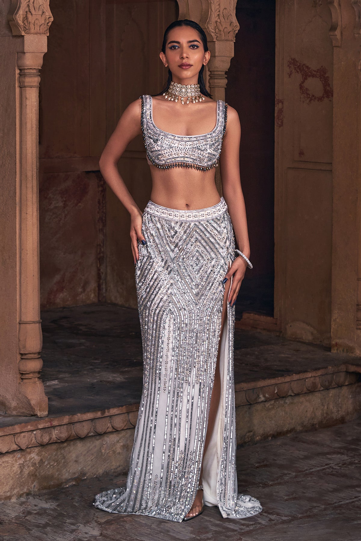 Crop Top with Skirt and Embroidery main image 0