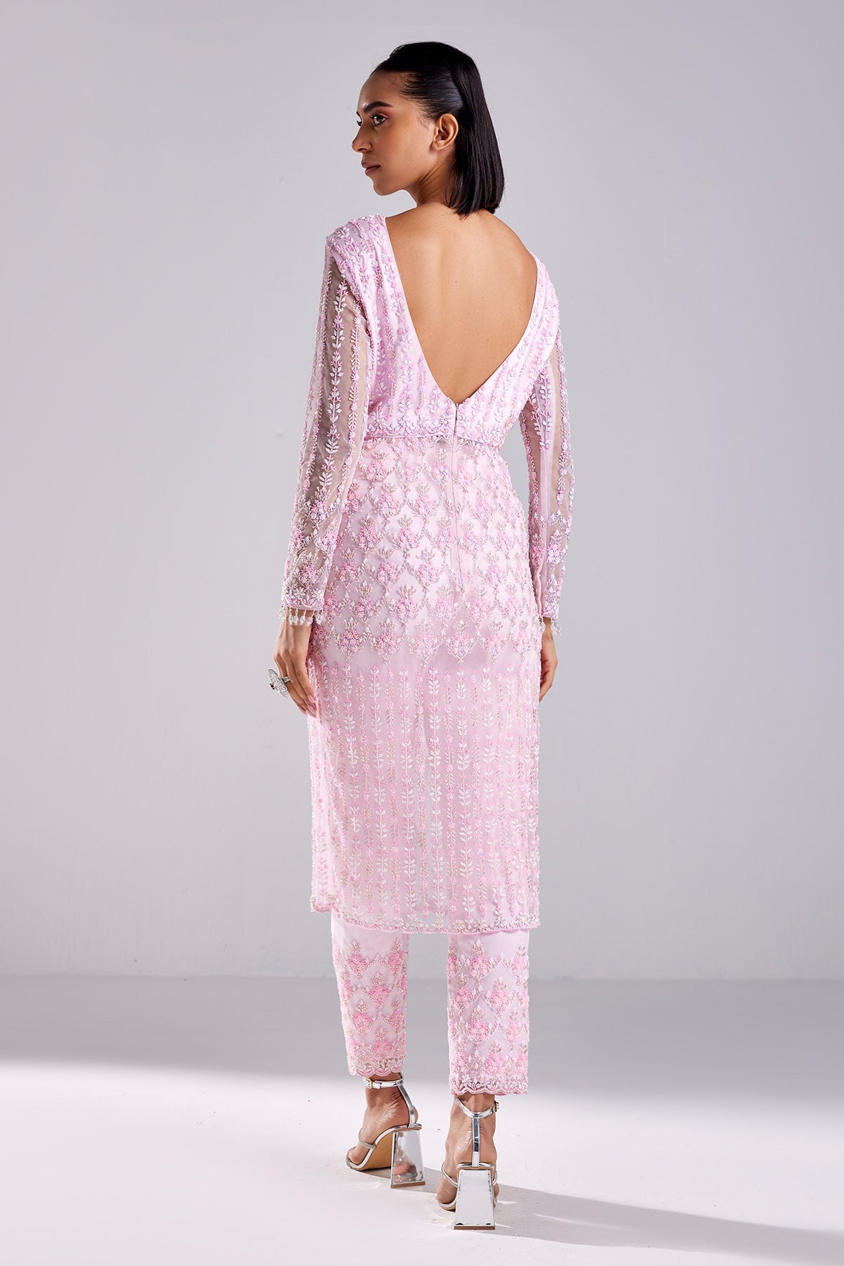 Blush Pink Embroidered Kurti Set - RTS