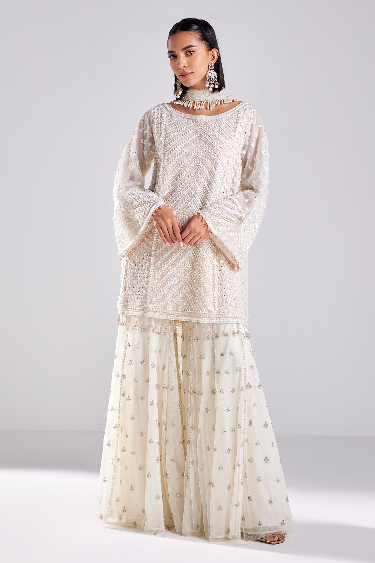 Ivory Embroirdered Kurti Set