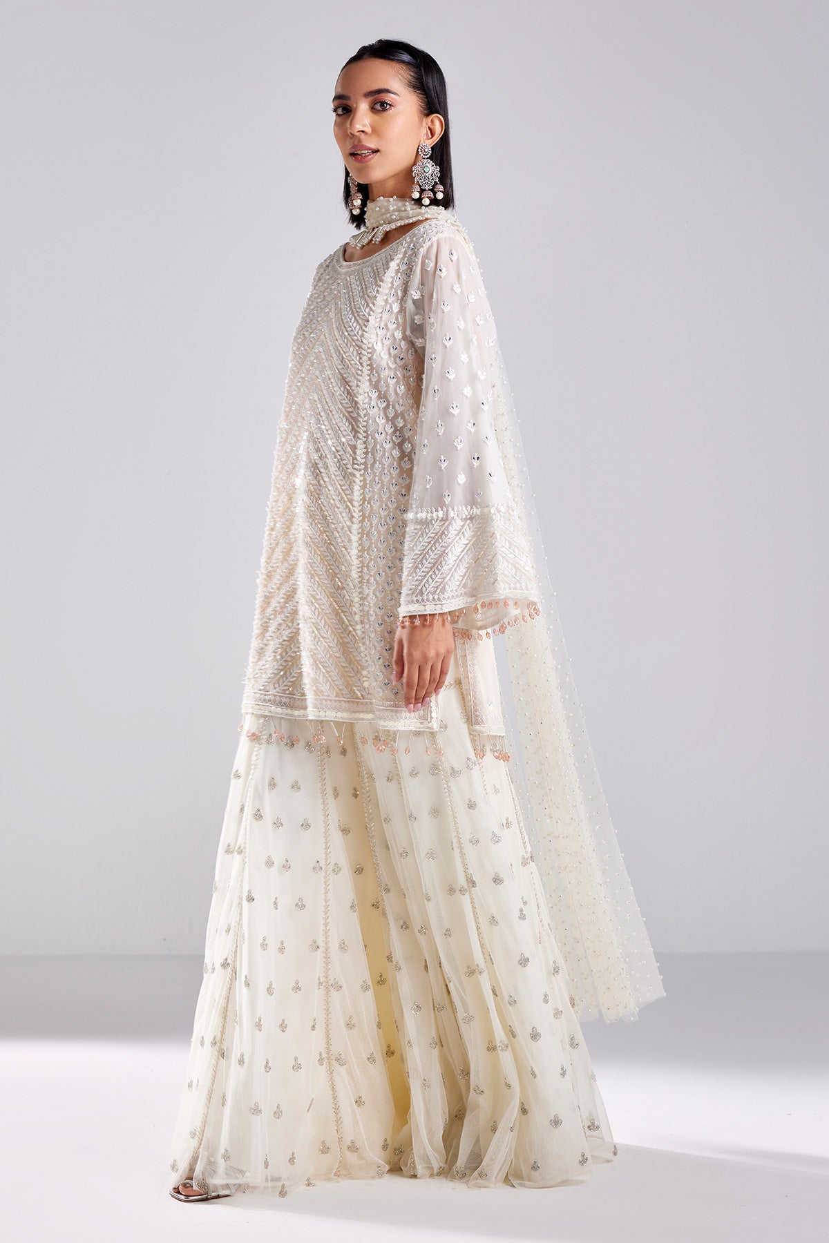 Ivory Embroirdered Kurti Set