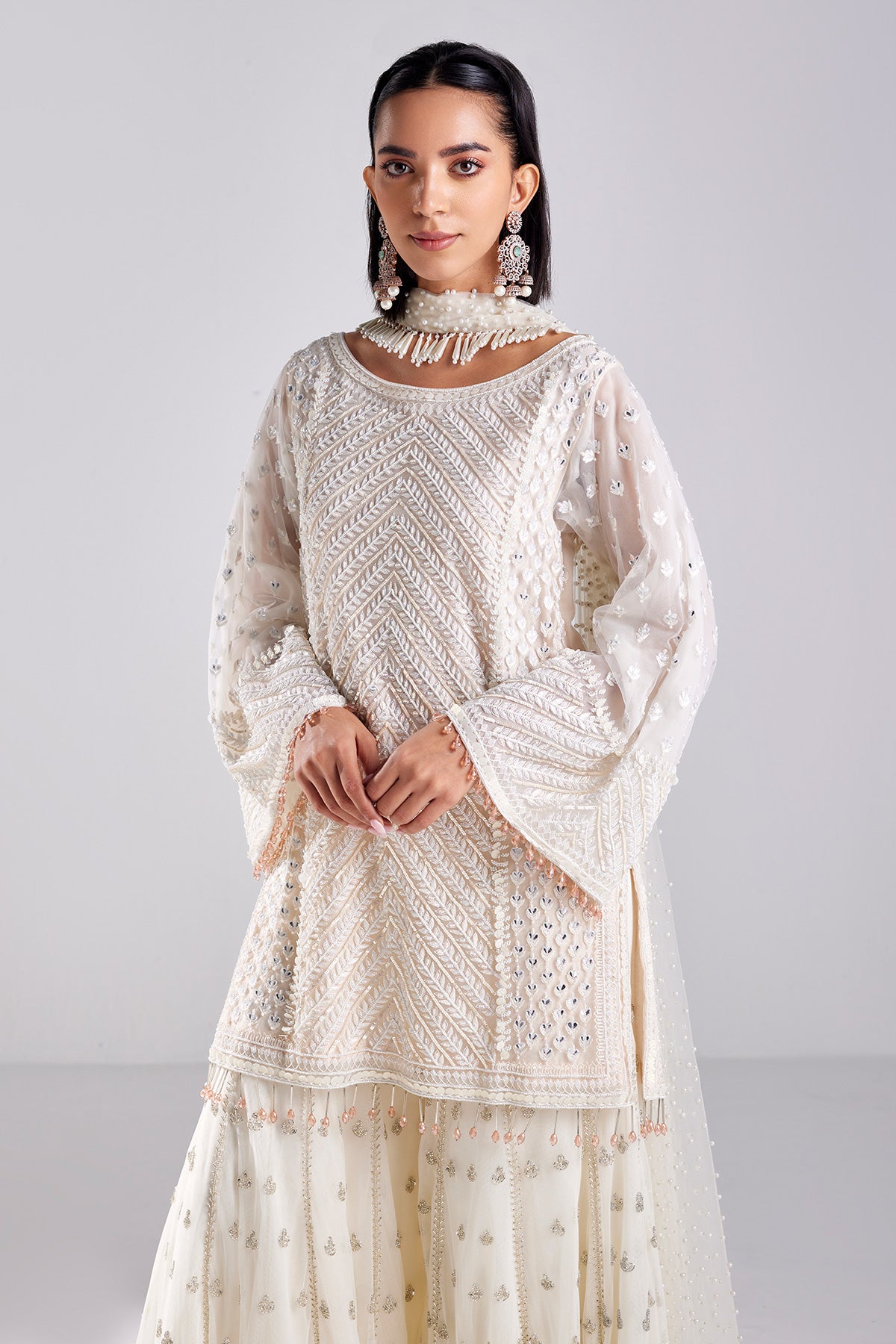 Ivory Embroirdered Kurti Set