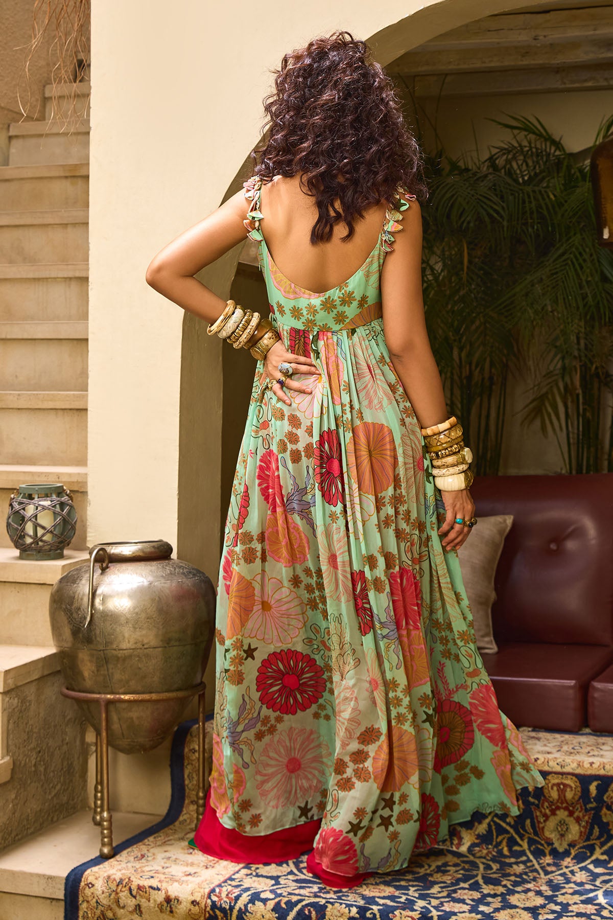 MINT GREEN FLORAL TUNIC PANT SET
