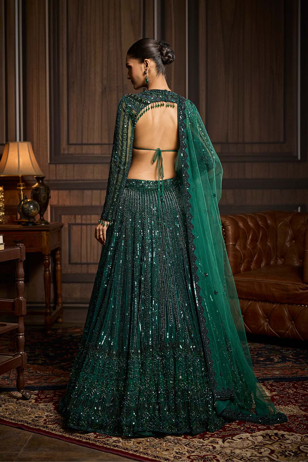 Emerald Green Embellished Lehenga Set