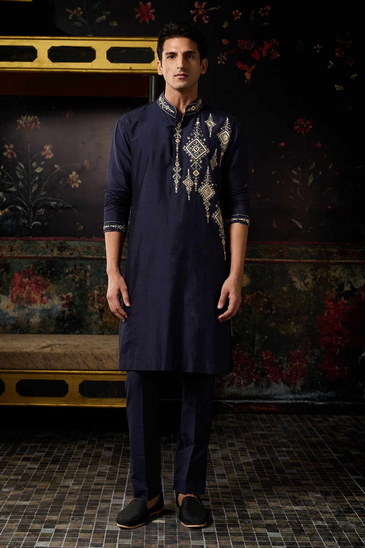 Blue Embroidered Kurta And Pants
