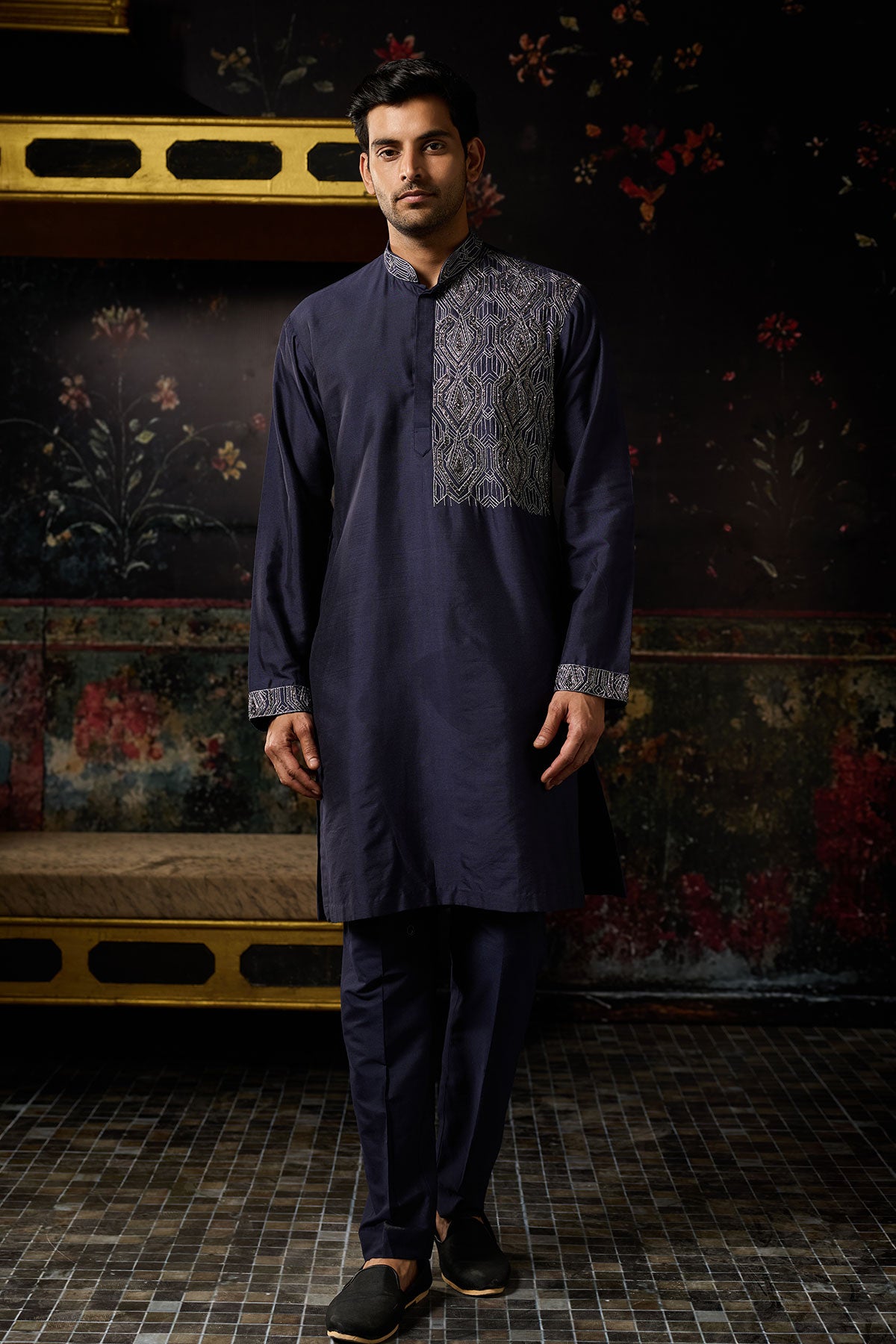 Blue Embroidered Kurta & Pants