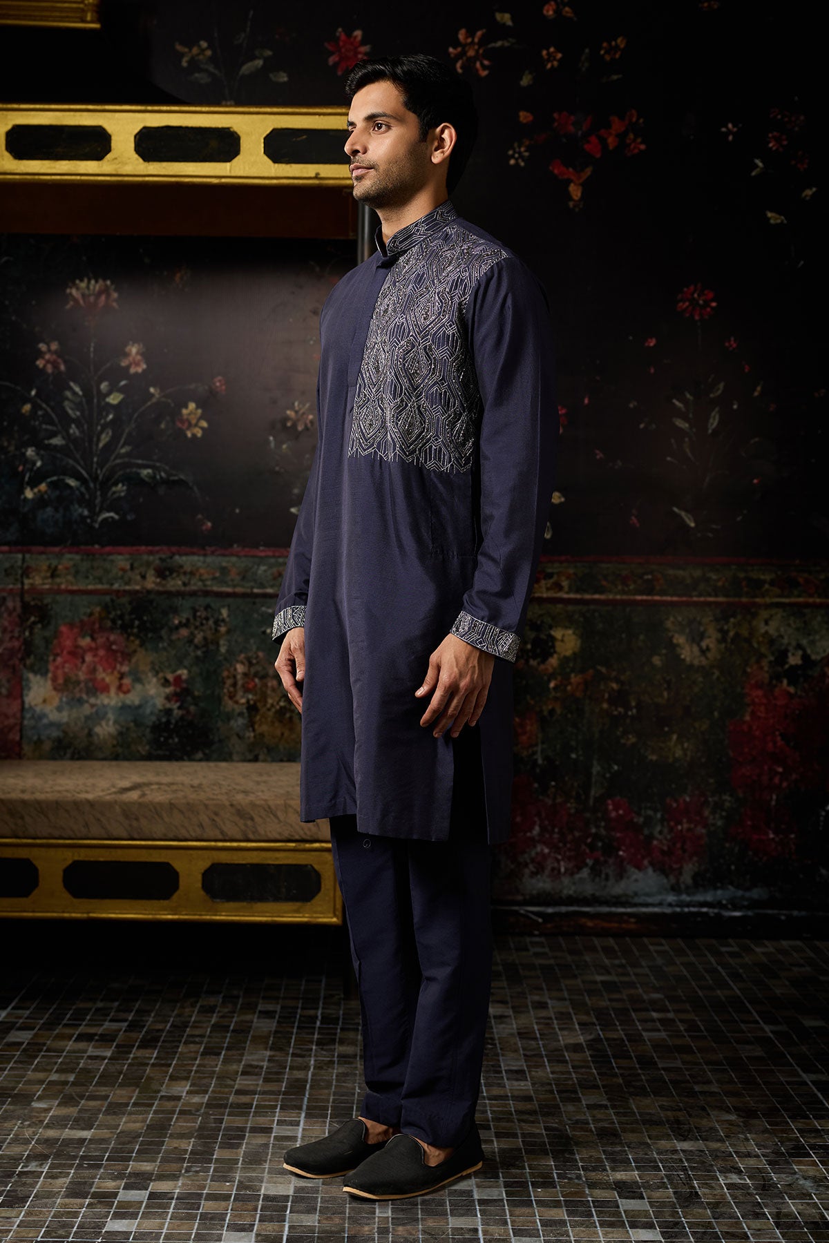 Blue Embroidered Kurta & Pants