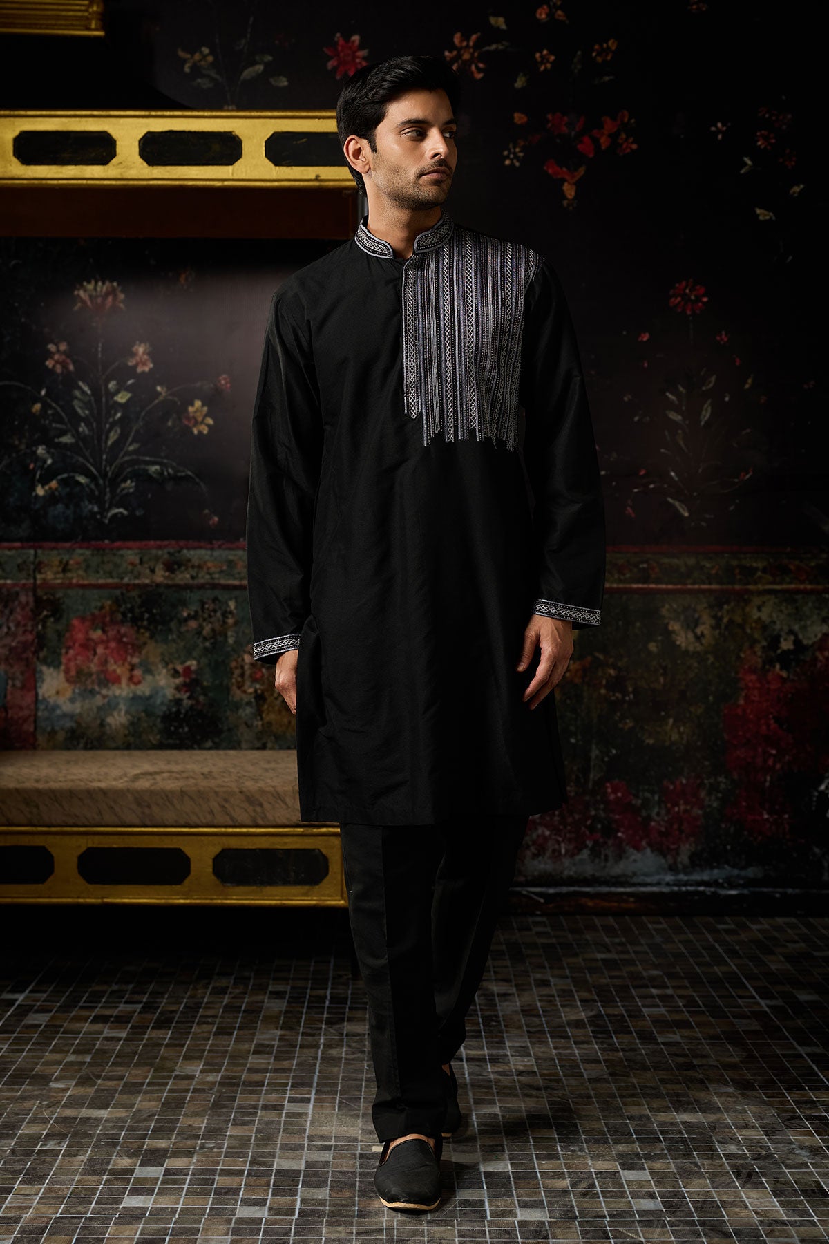 Black Embroidered Kurta And Pants
