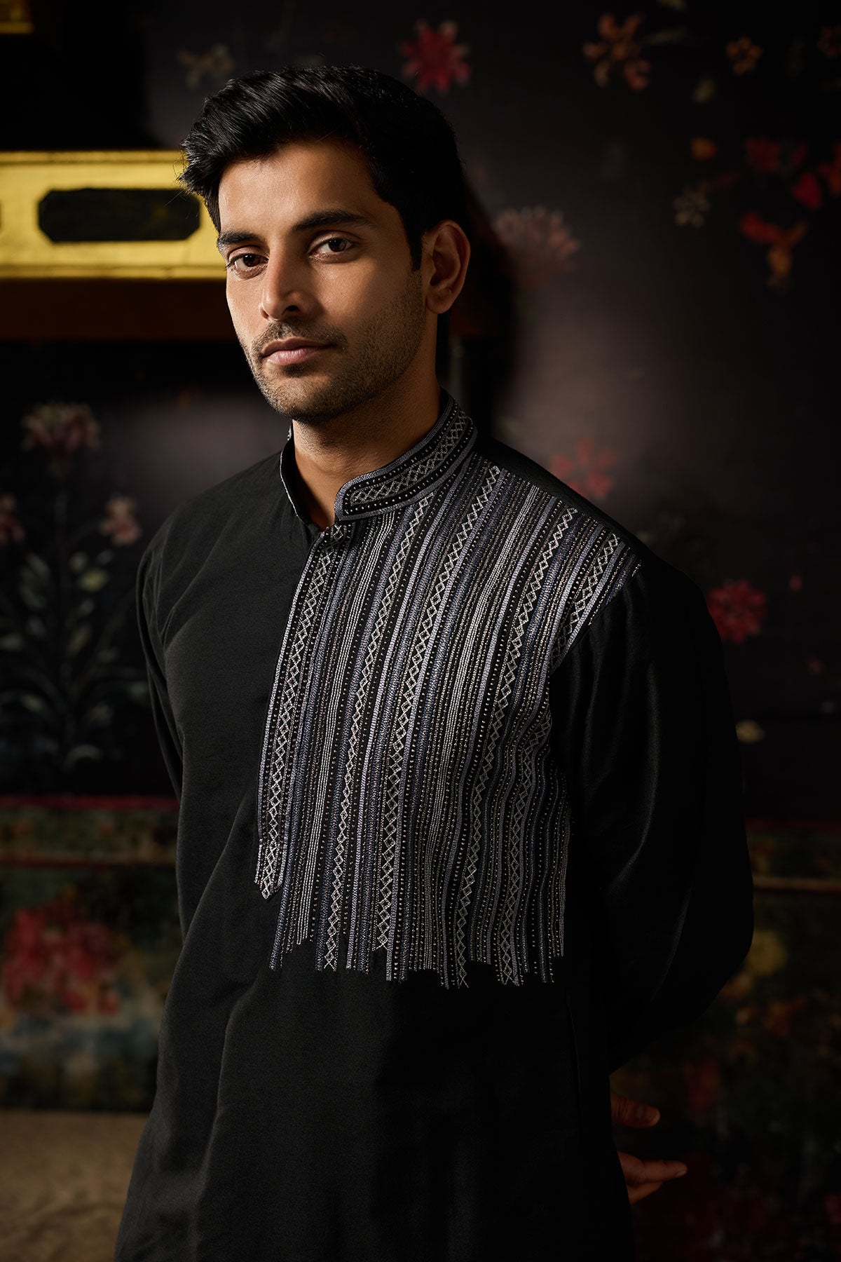 Black Embroidered Kurta And Pants