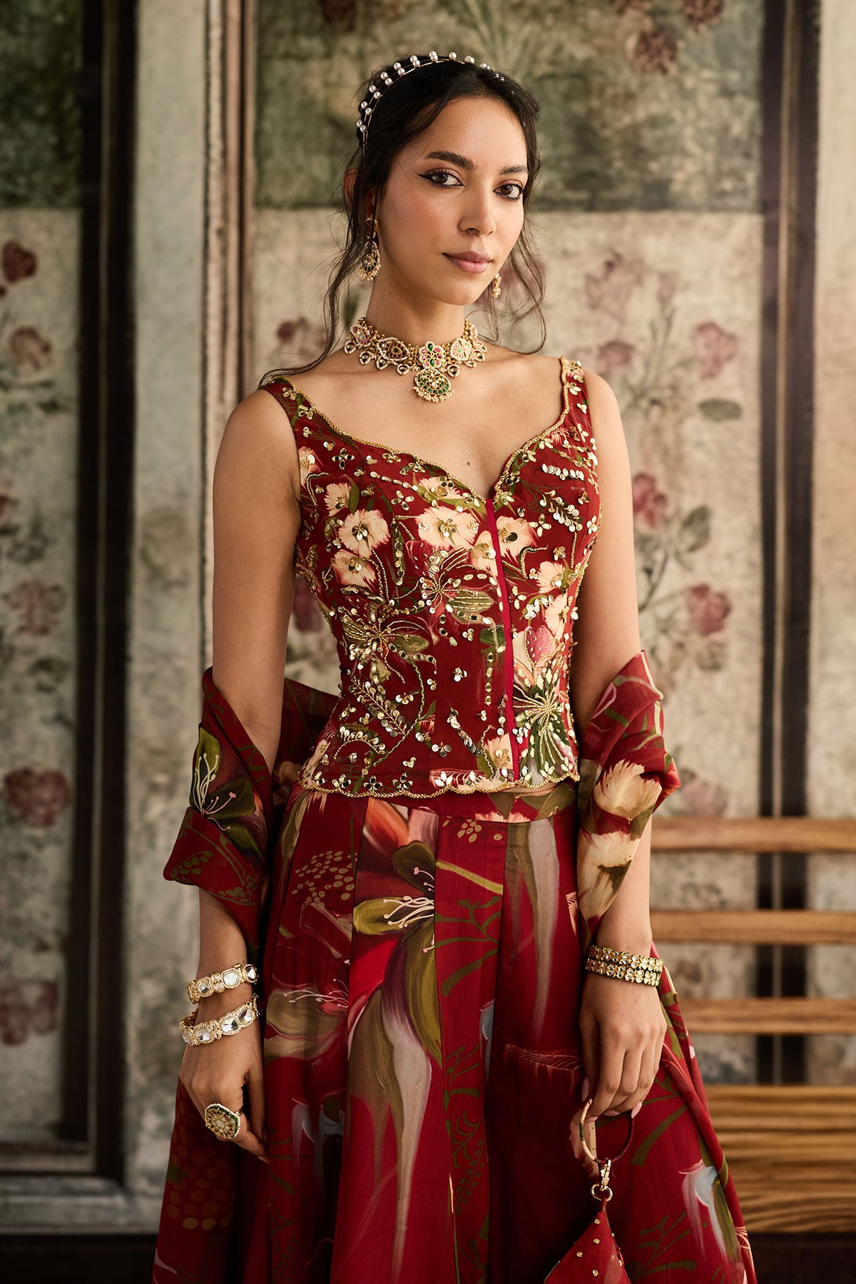 Avneet Kaur in Red Floral Printed Co-Ord Set