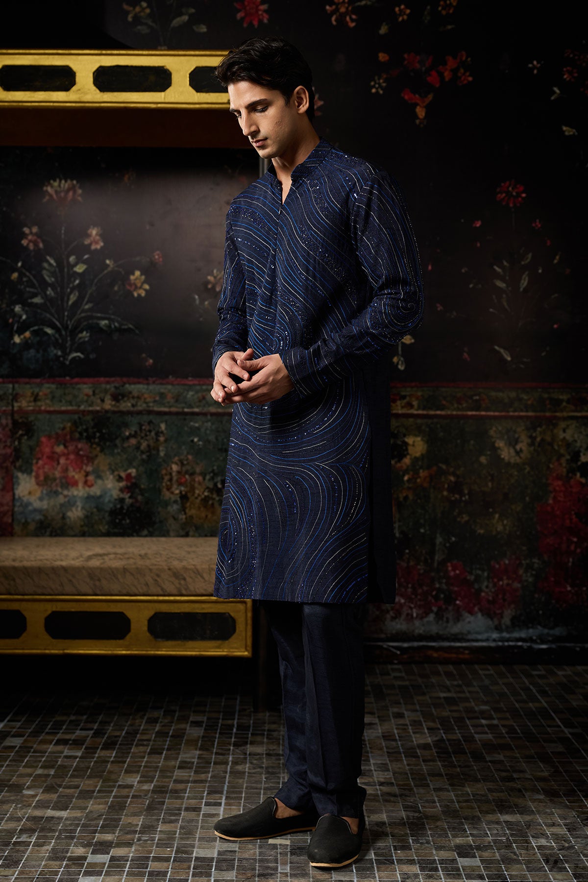 Blue Embroidered Kurta With Pants