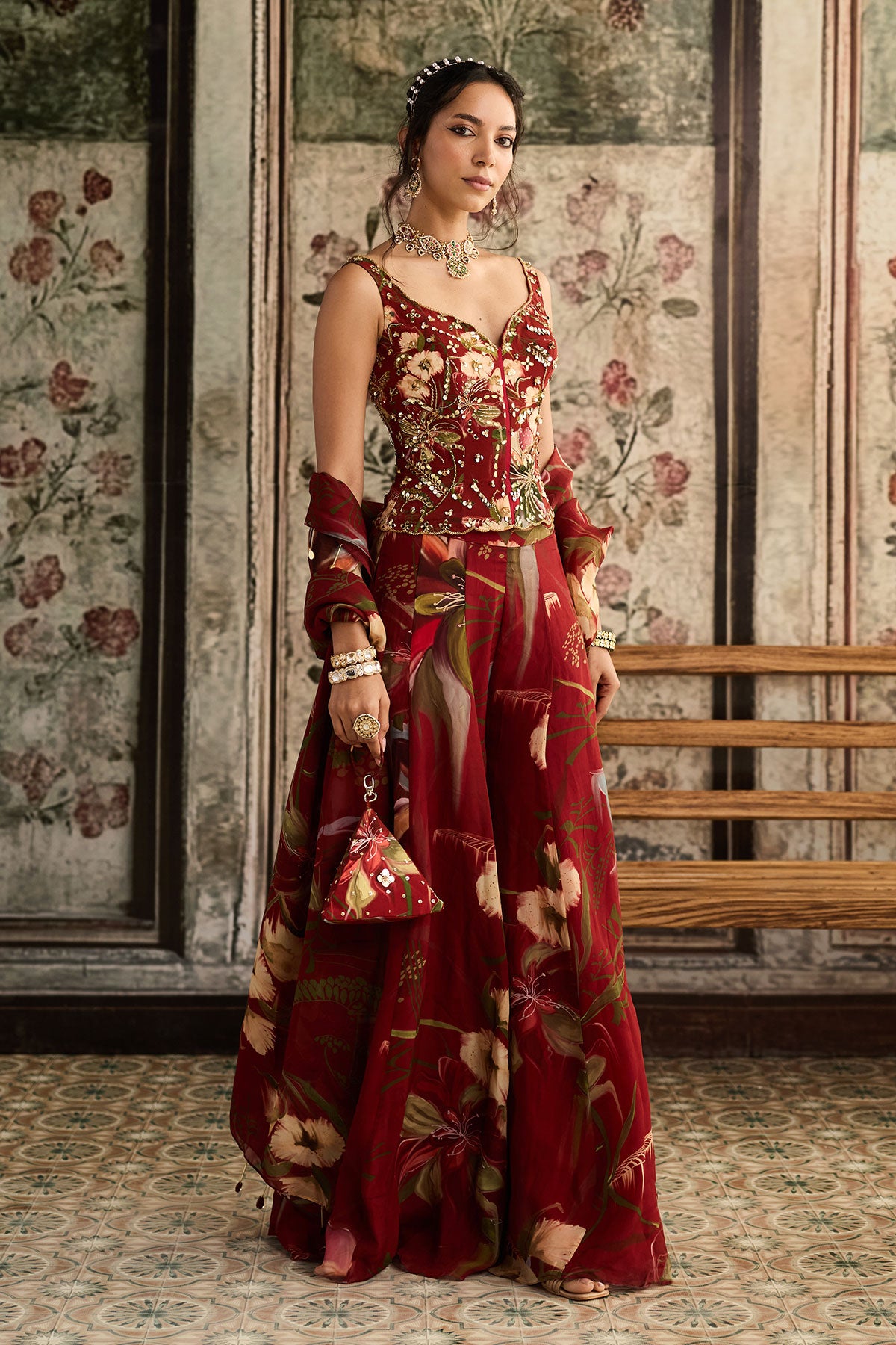 Avneet Kaur in Red Floral Printed Co-Ord Set