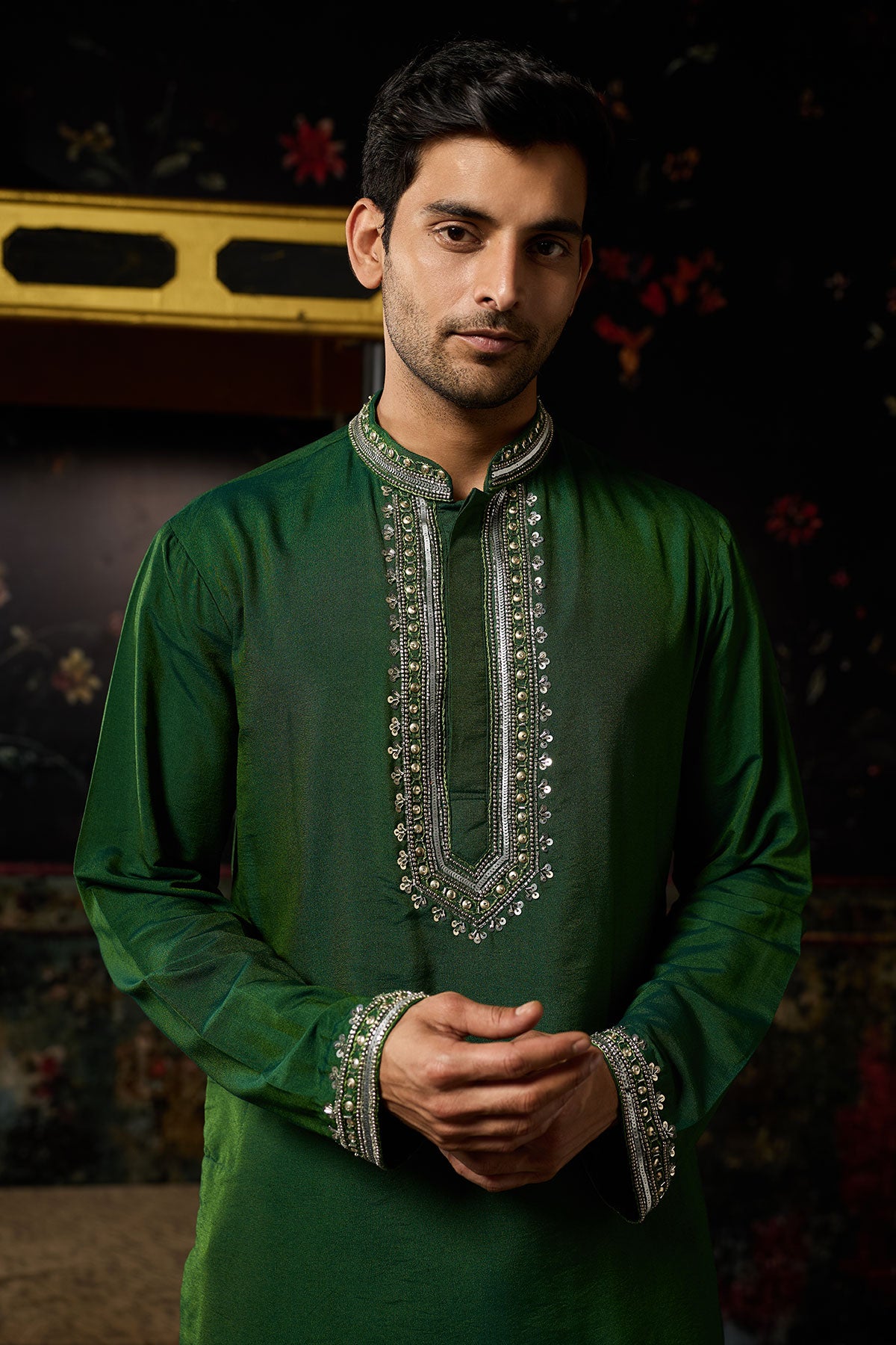 Green Embroidered Kurta & Pants