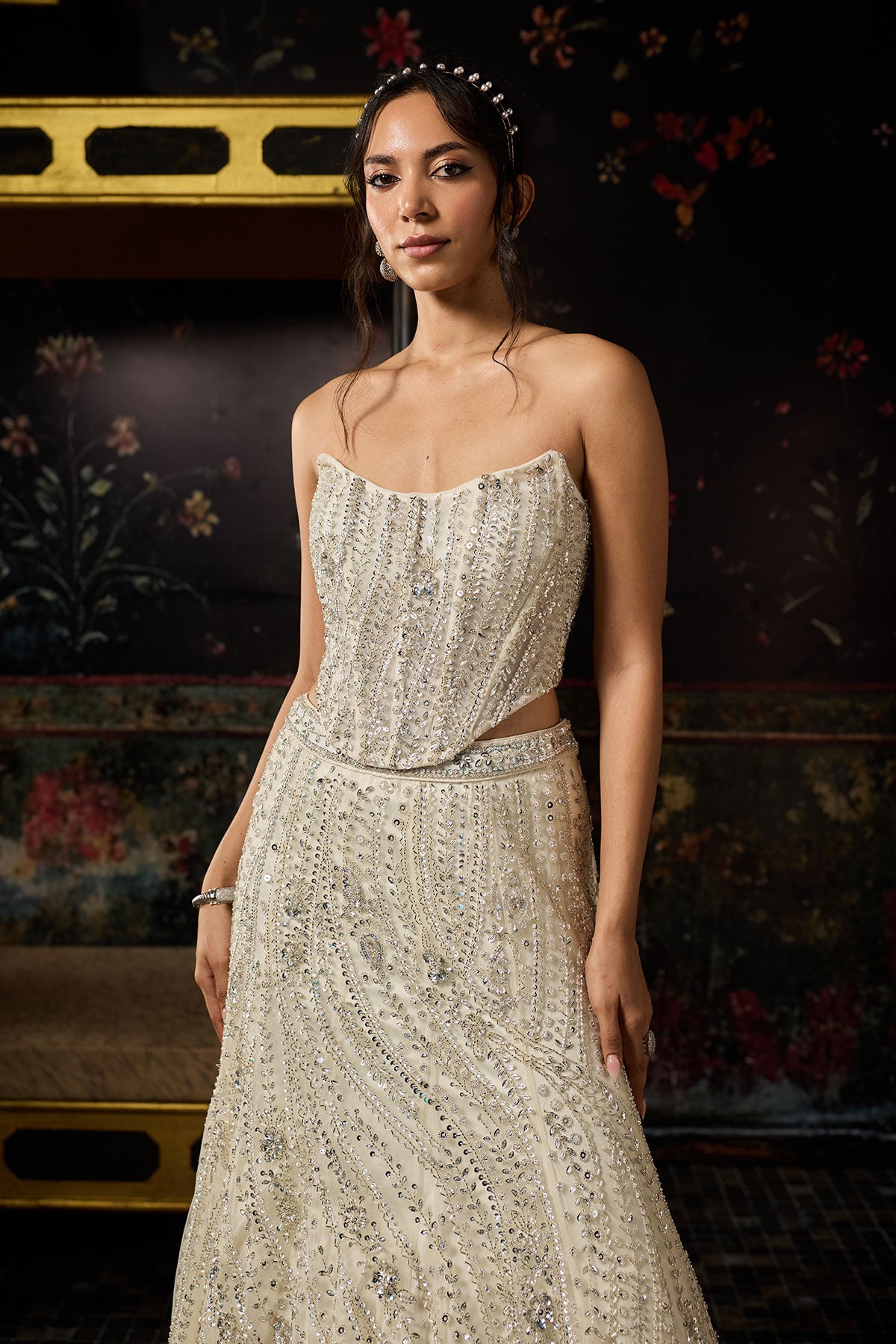 Silver Fully Embellished Mermaid Lehenga Trail Set