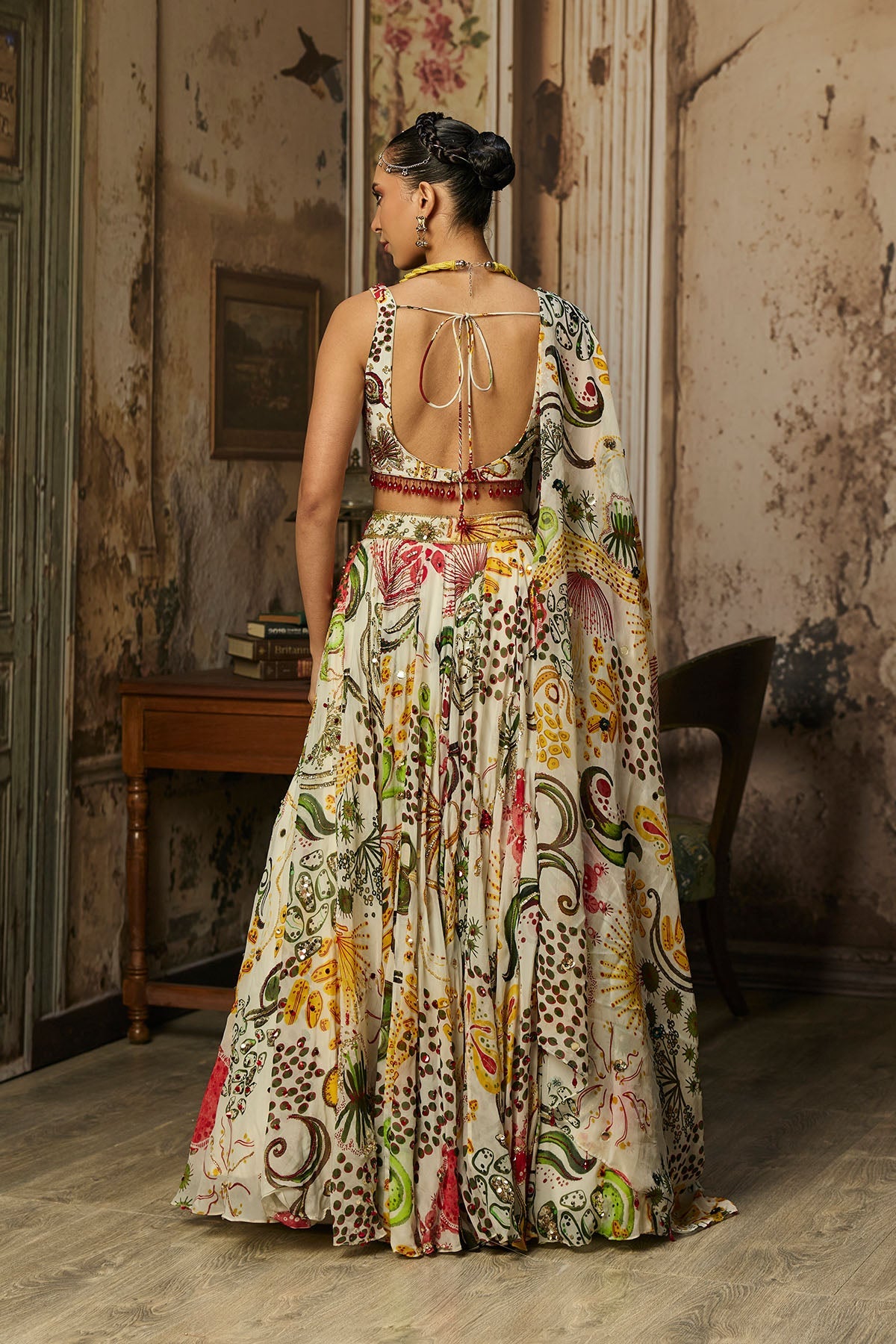 Ivory Print And Highlighted Lehenga Set