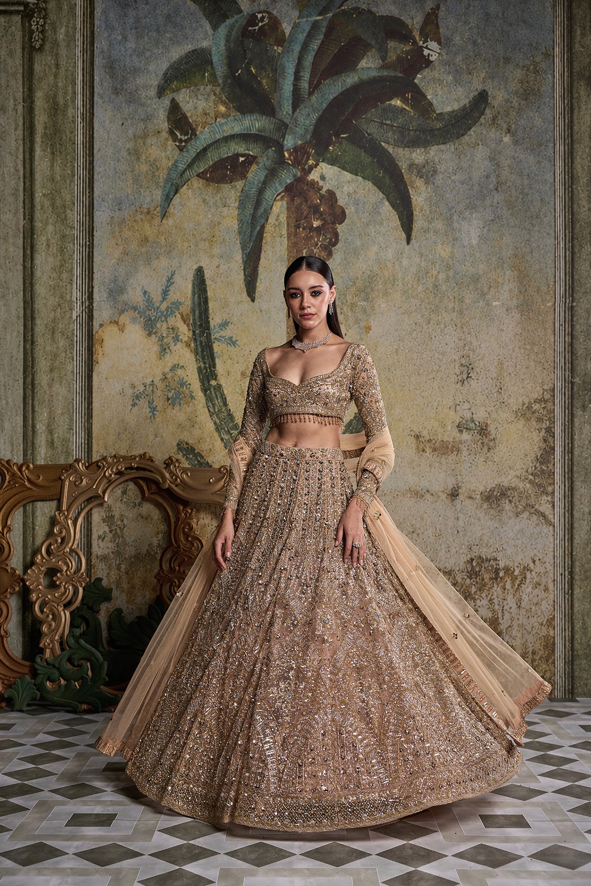GOLD & SILVER EMBELLISHED LEHENGA SET