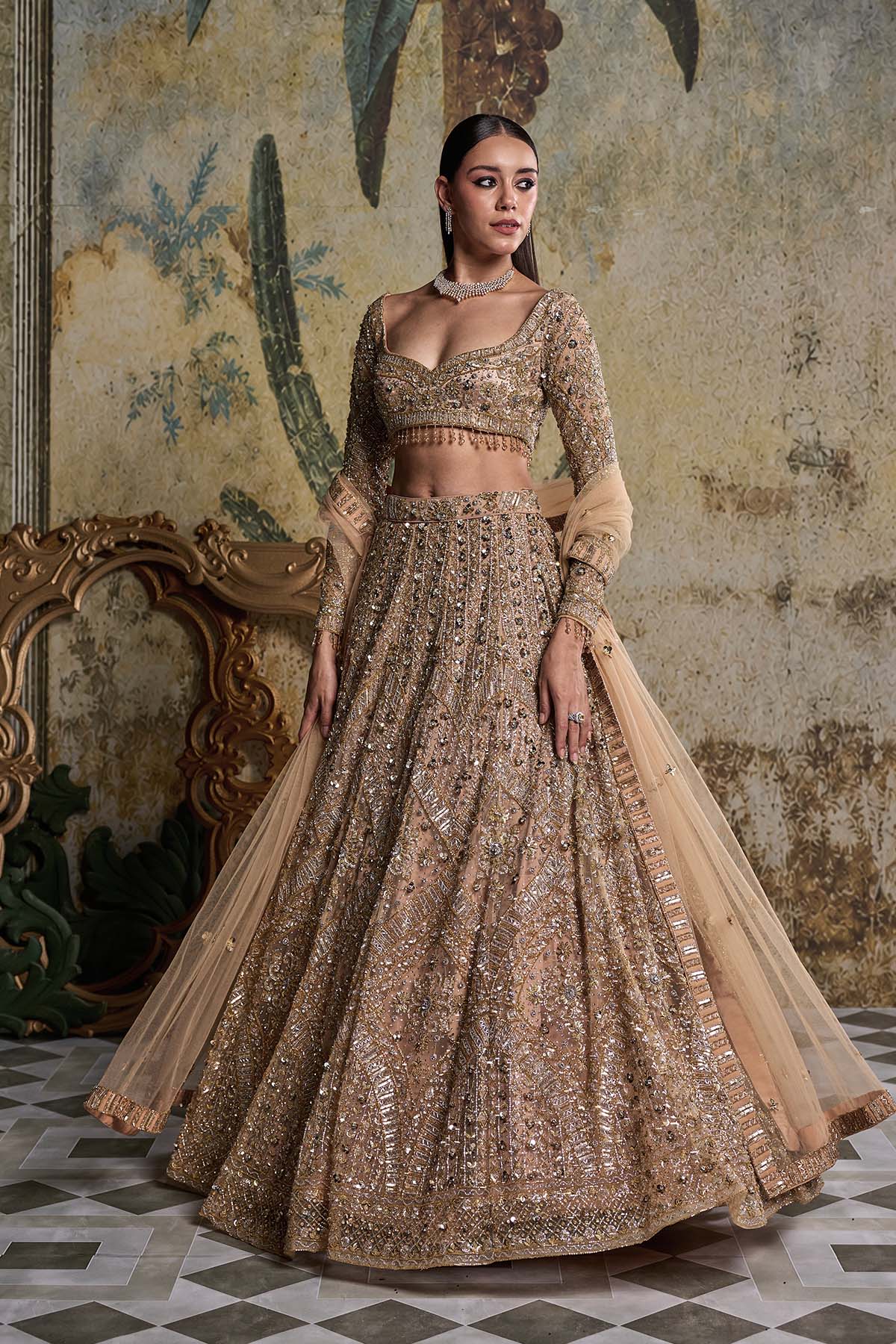 GOLD & SILVER EMBELLISHED LEHENGA SET