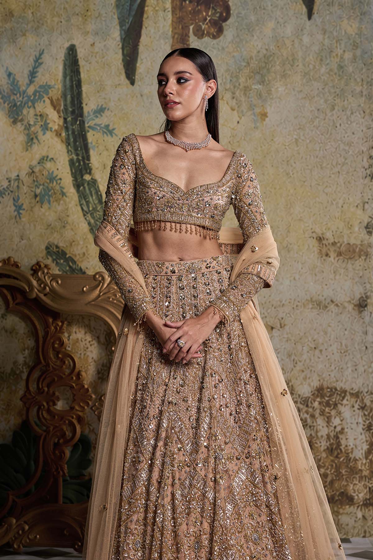 GOLD & SILVER EMBELLISHED LEHENGA SET