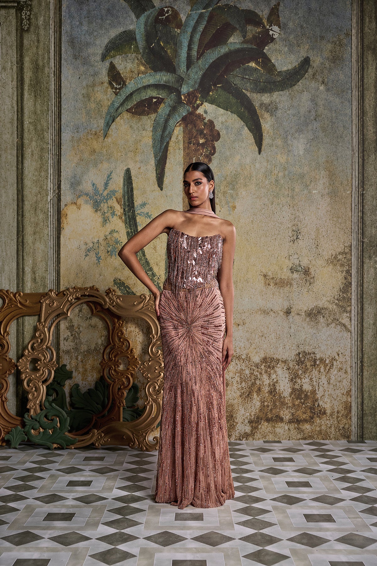 COPPER EMBELLISHED SKIRT SET