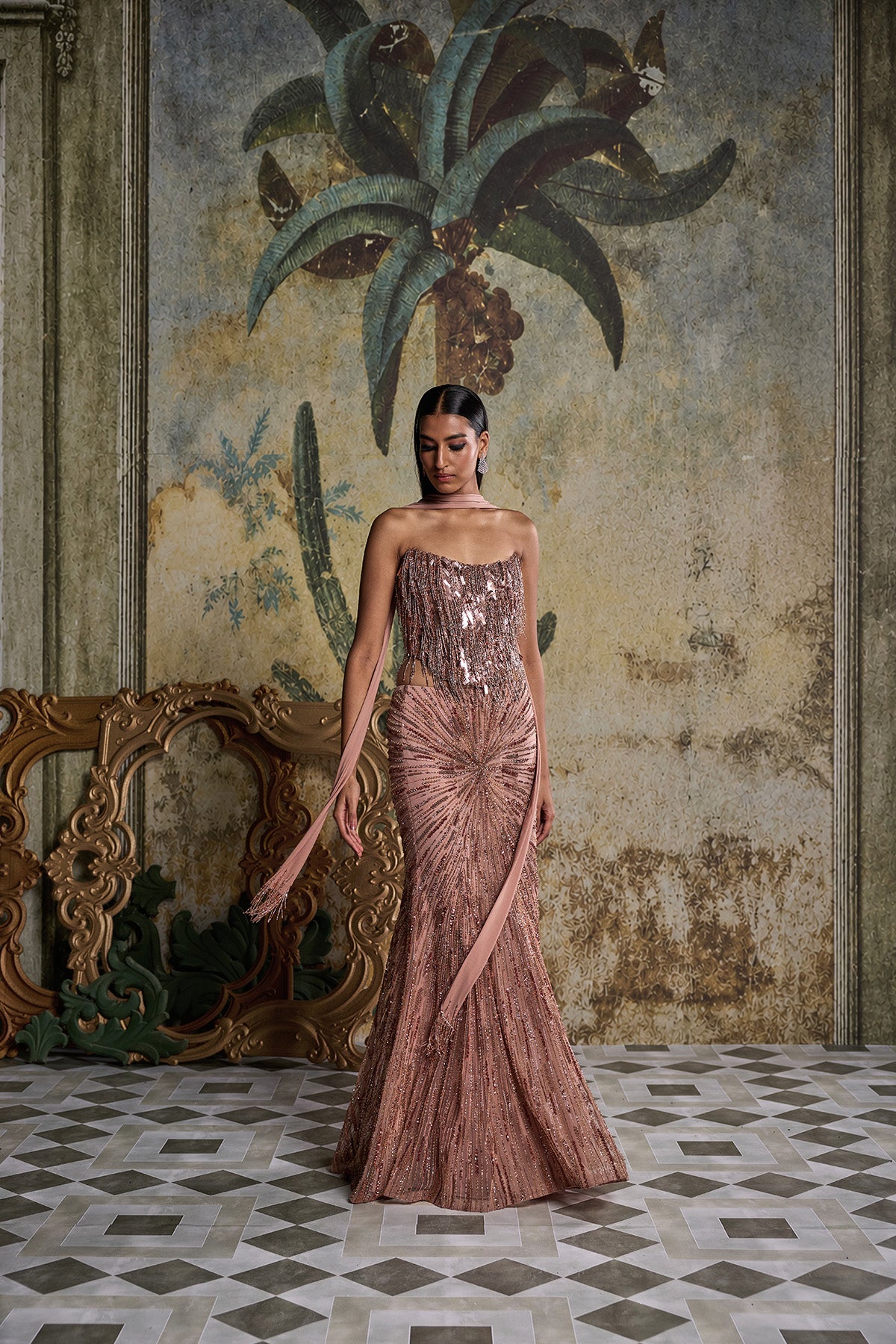 COPPER EMBELLISHED SKIRT SET
