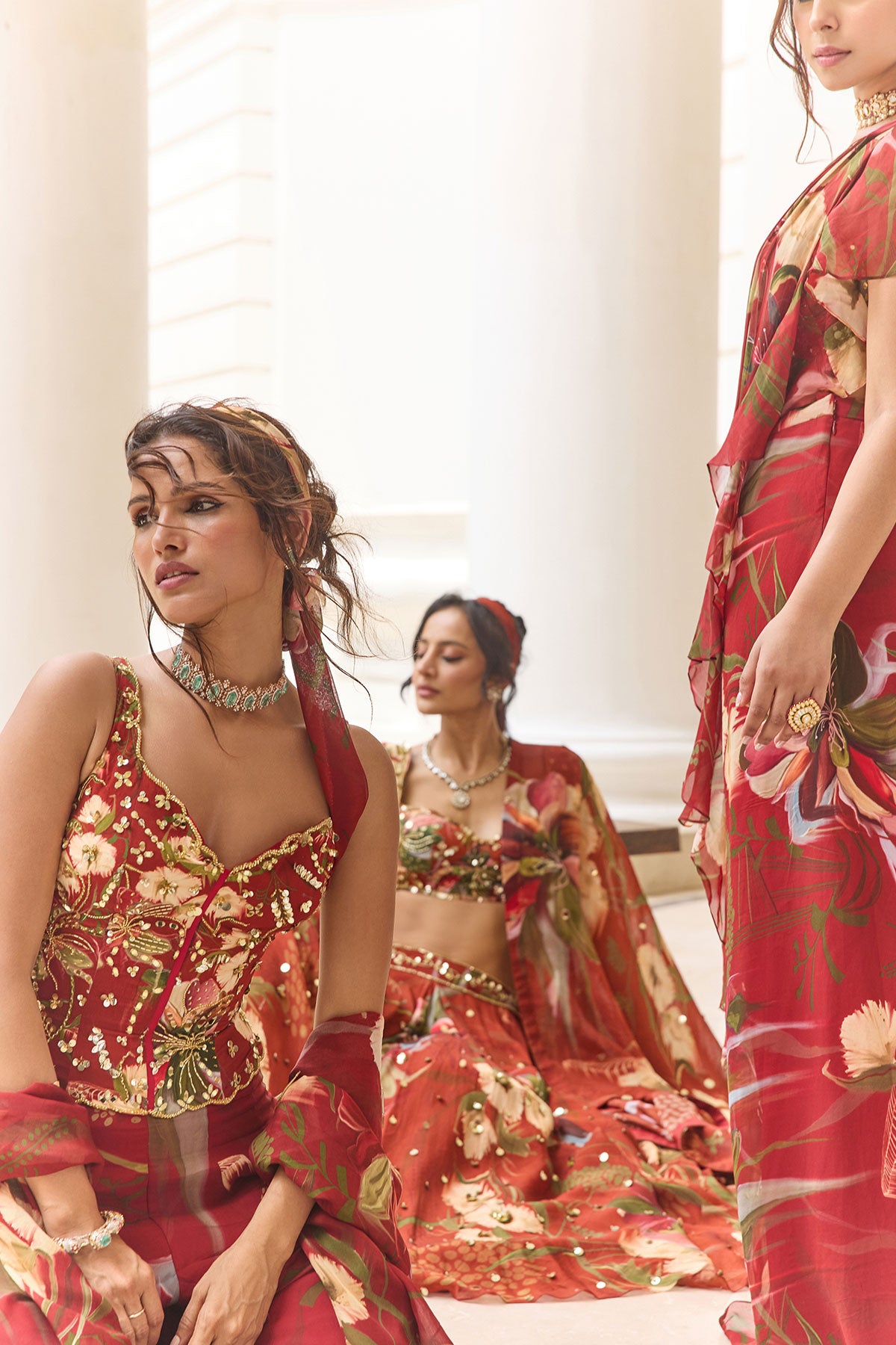 Red Floral Printed Co-Ord Set