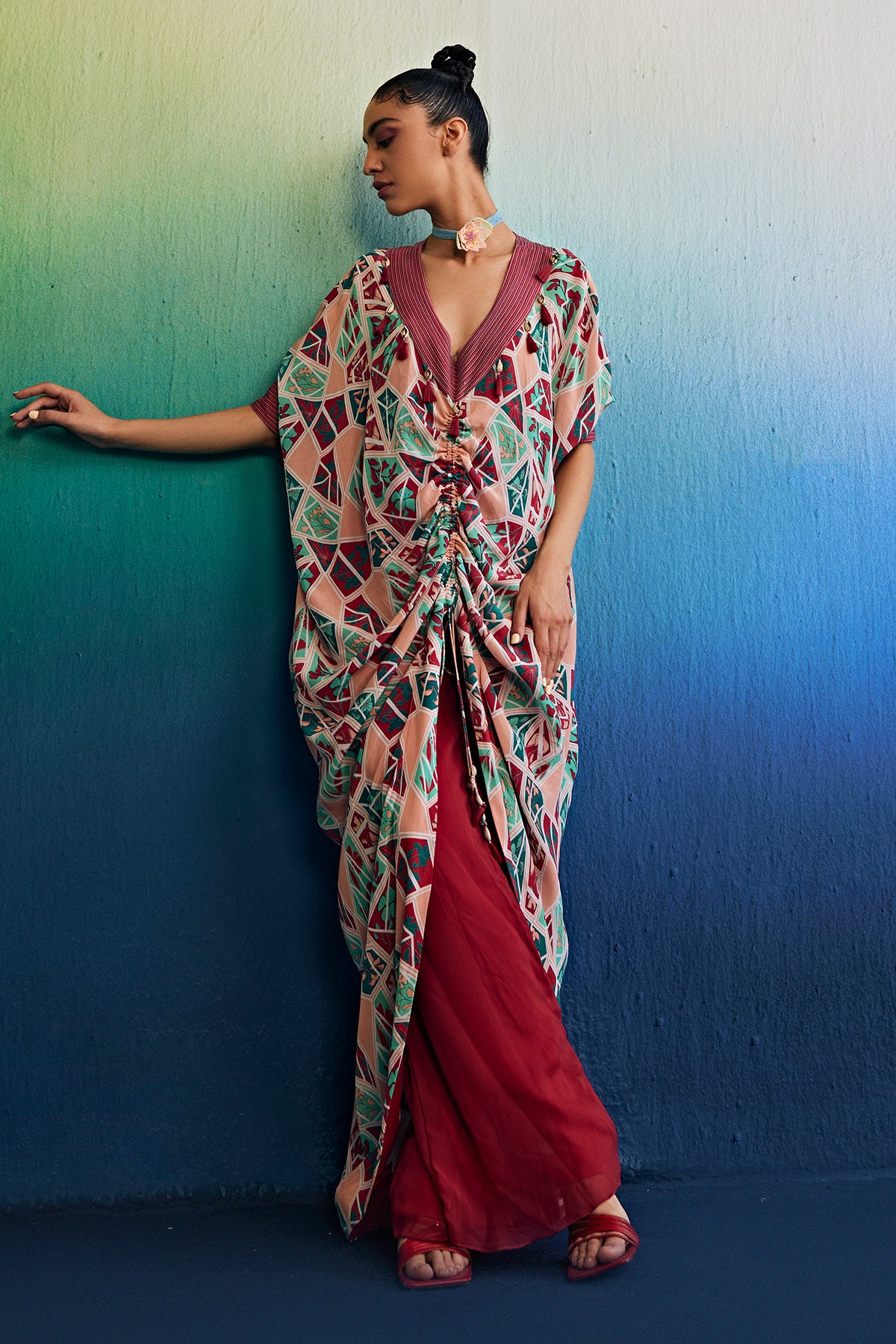 Salmon Pink Kaftan Set