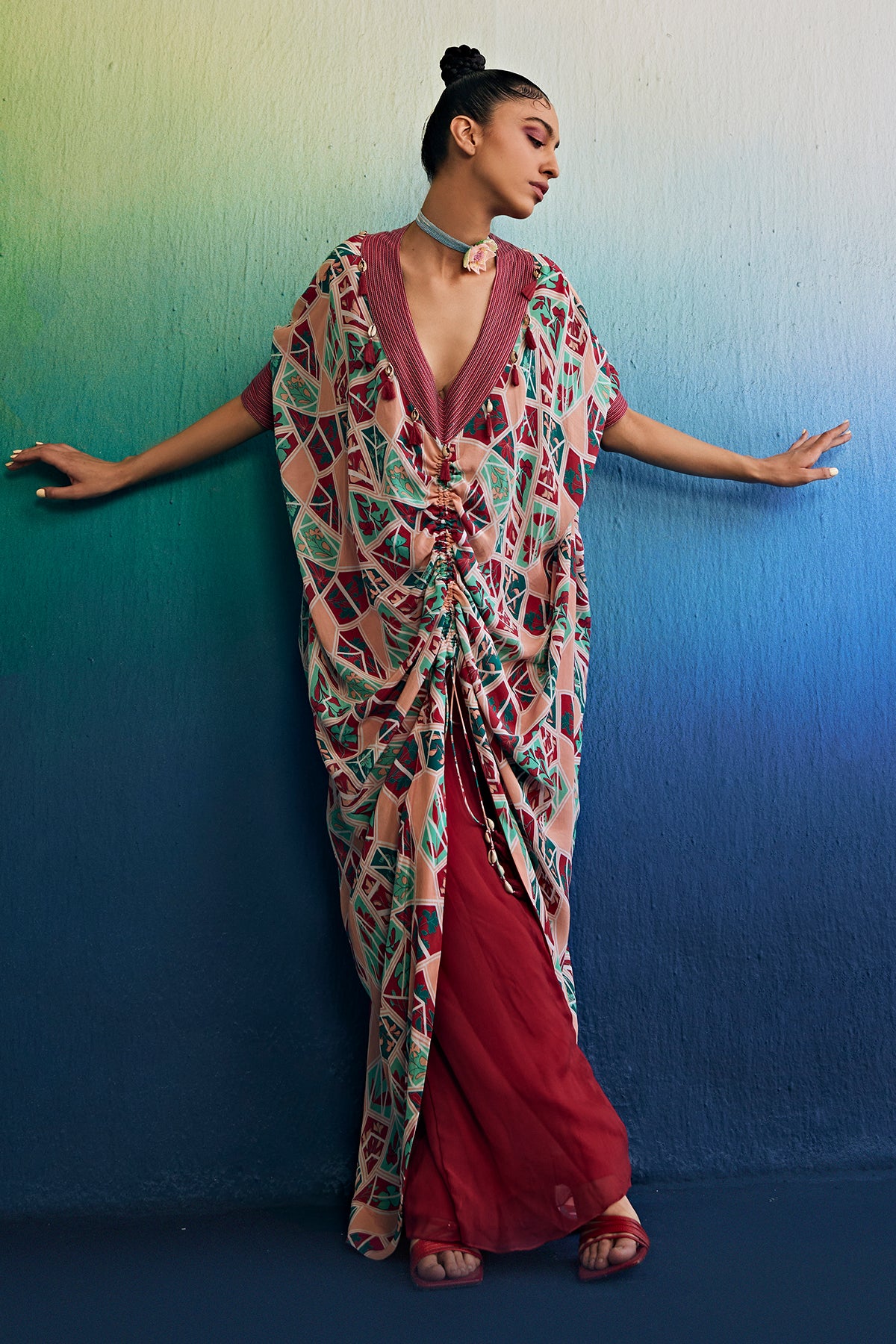 Salmon Pink Kaftan Set