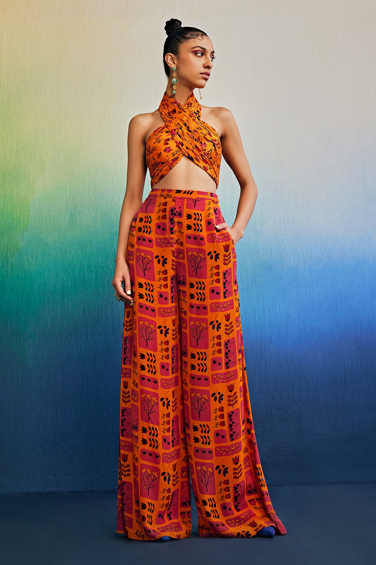 Tangerine Croptop Pant Set