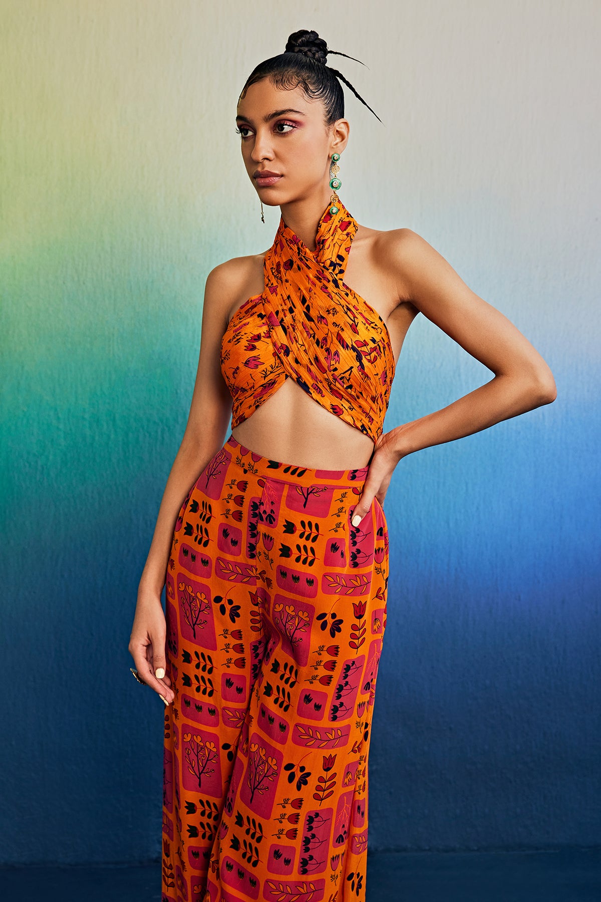 Tangerine Croptop Pant Set