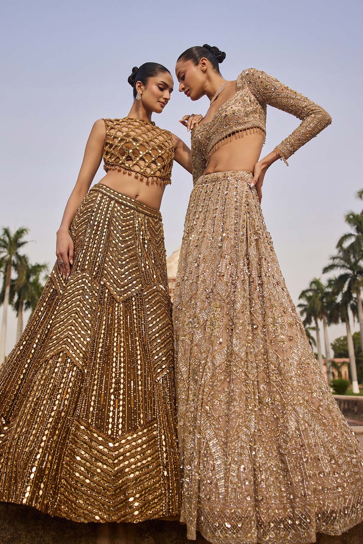 ANTIQUE GOLD EMBELLISHED LEHENGA SET