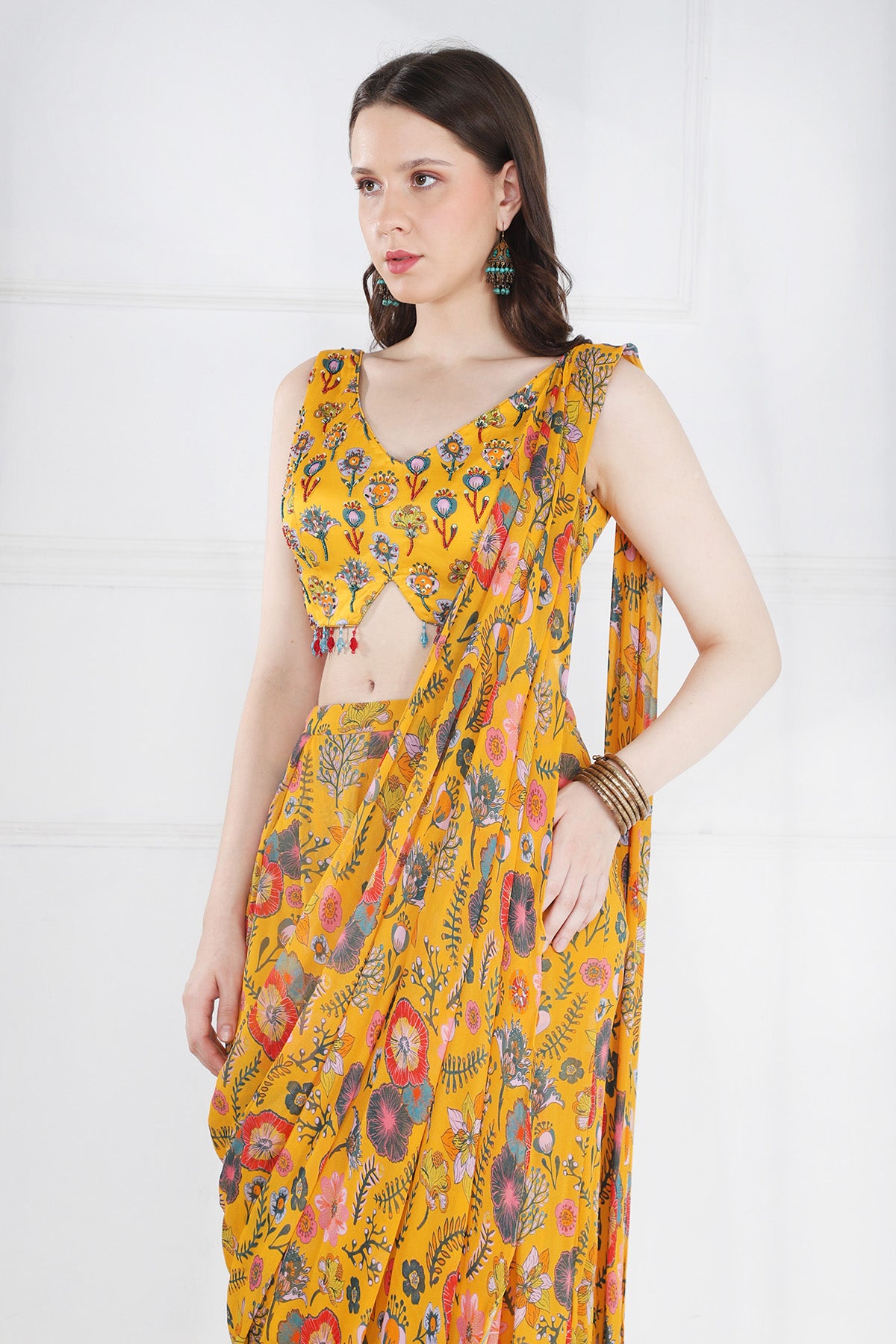 YELLOW SAREE SET