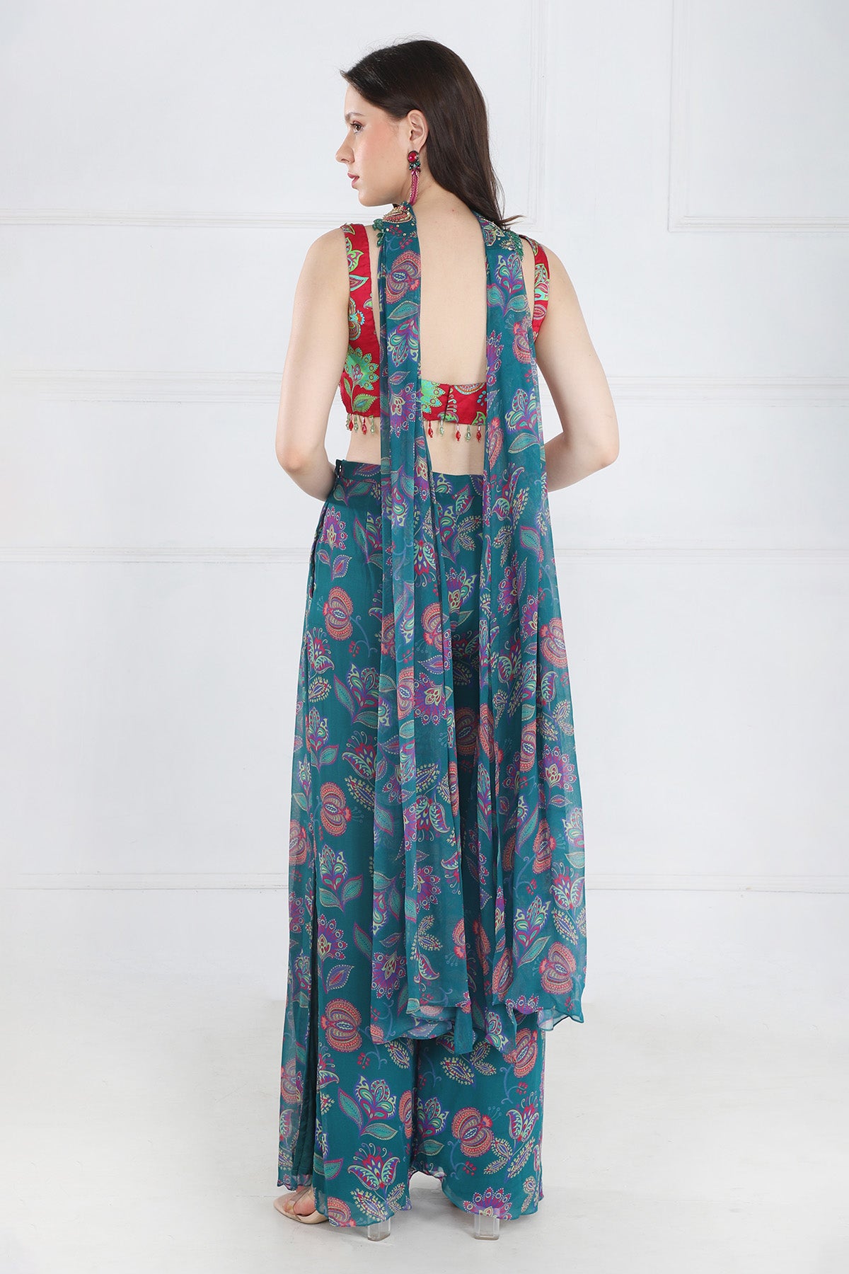 TEAL CROP TOP PANTS SET