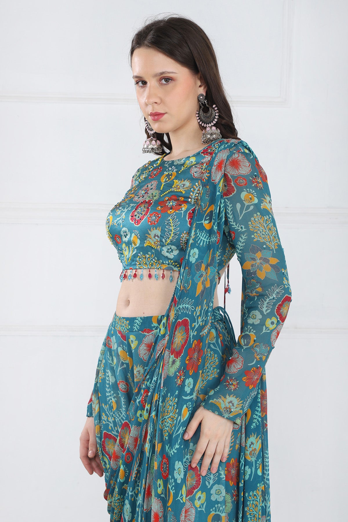 TEAL SAREE SET