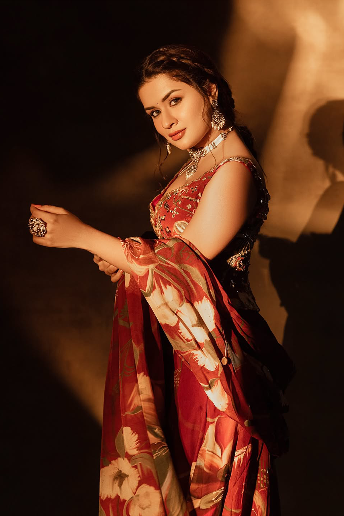 Avneet Kaur in Red Floral Printed Co-Ord Set