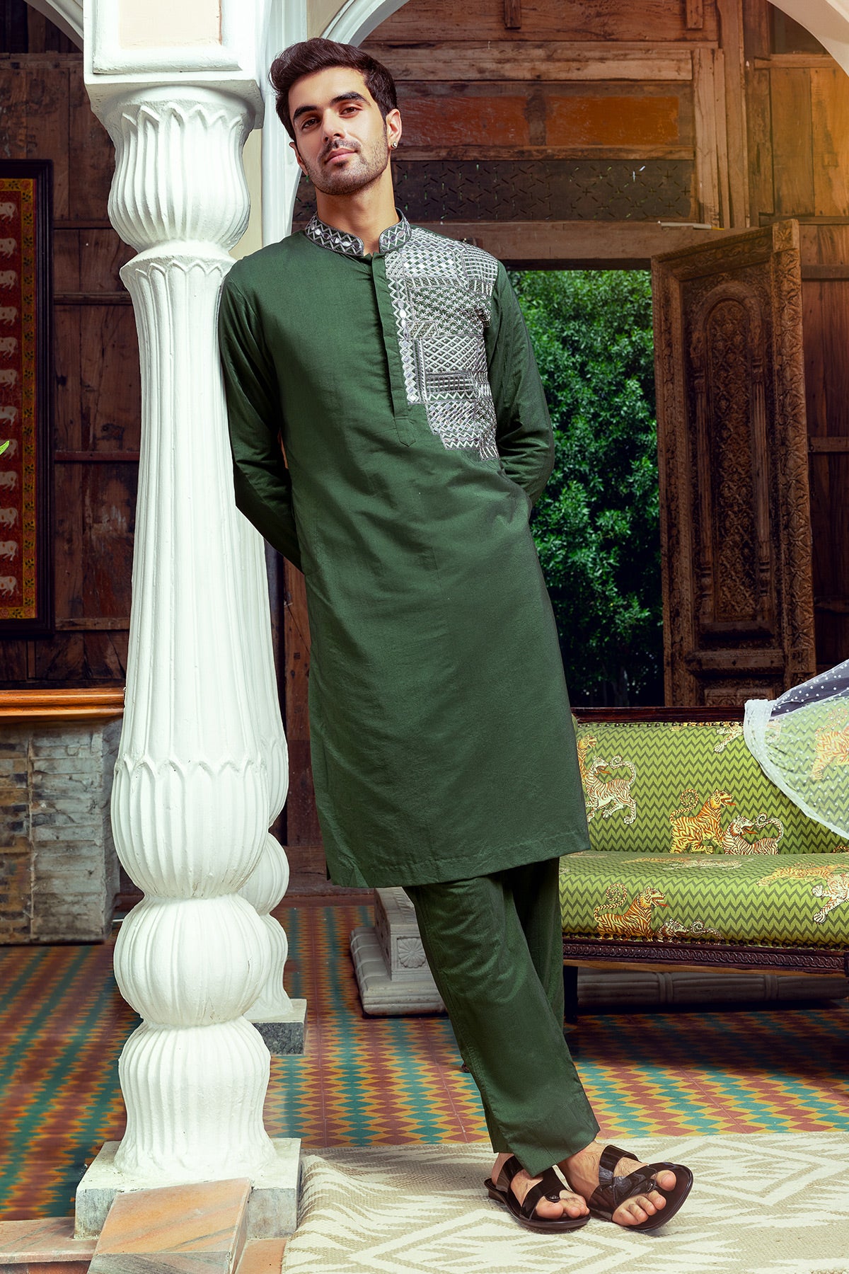 Green Embroidered kurta