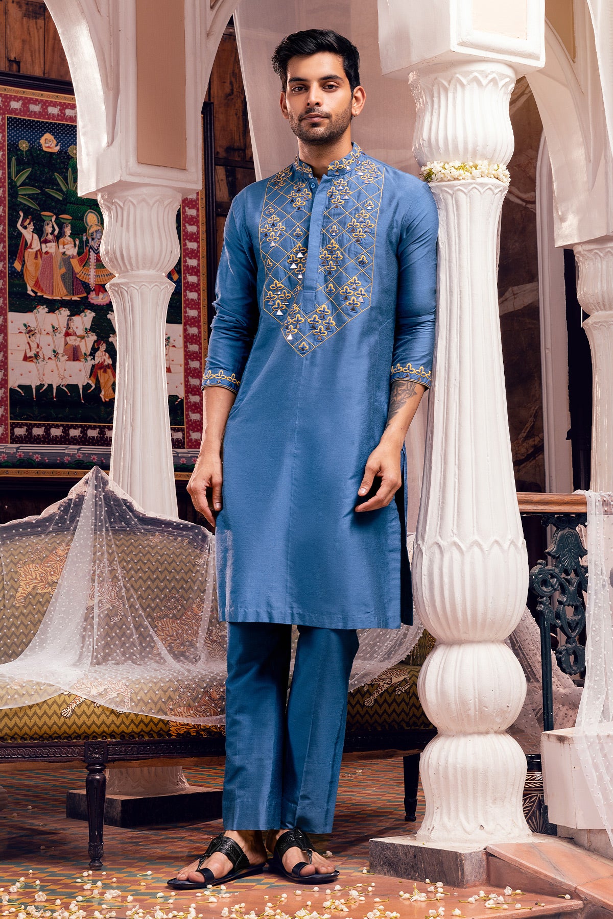 Blue Kurta Imported Pant