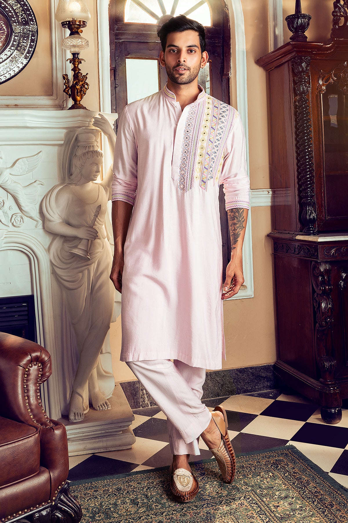 Blush Pink Embroidered Kurta & Pants