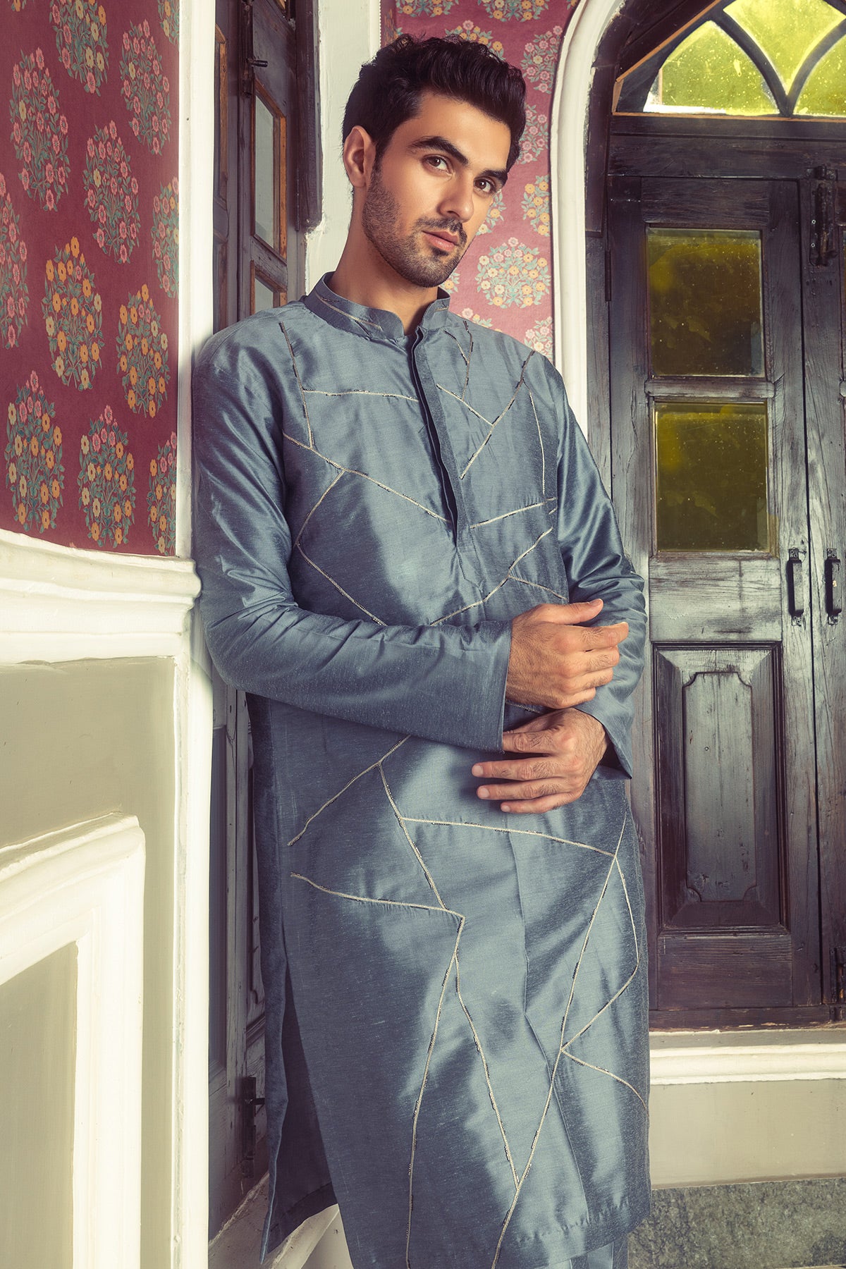 Grey Embroidered Kurta & Pants