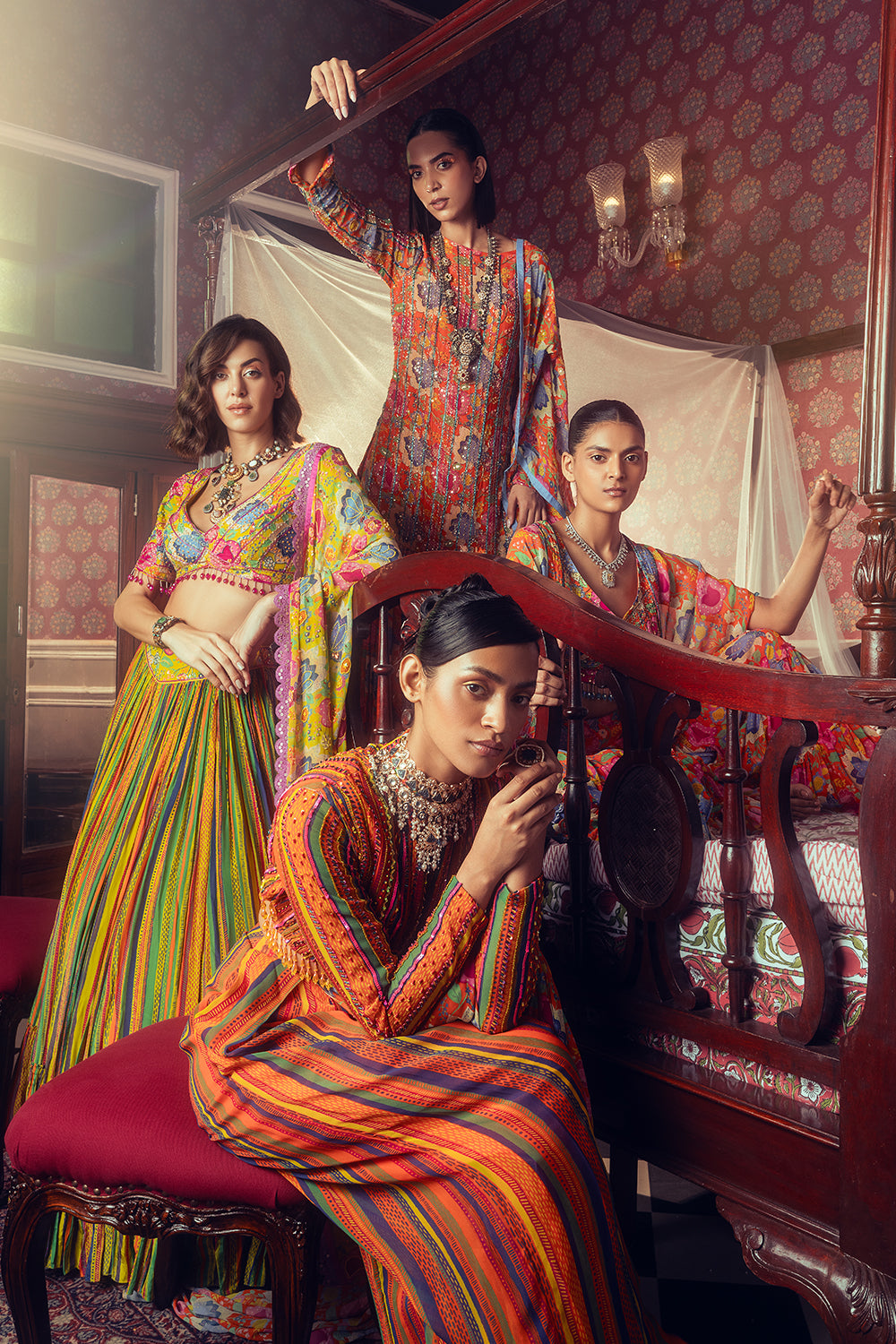 Yellow Print & Embroidered Lehenga Set