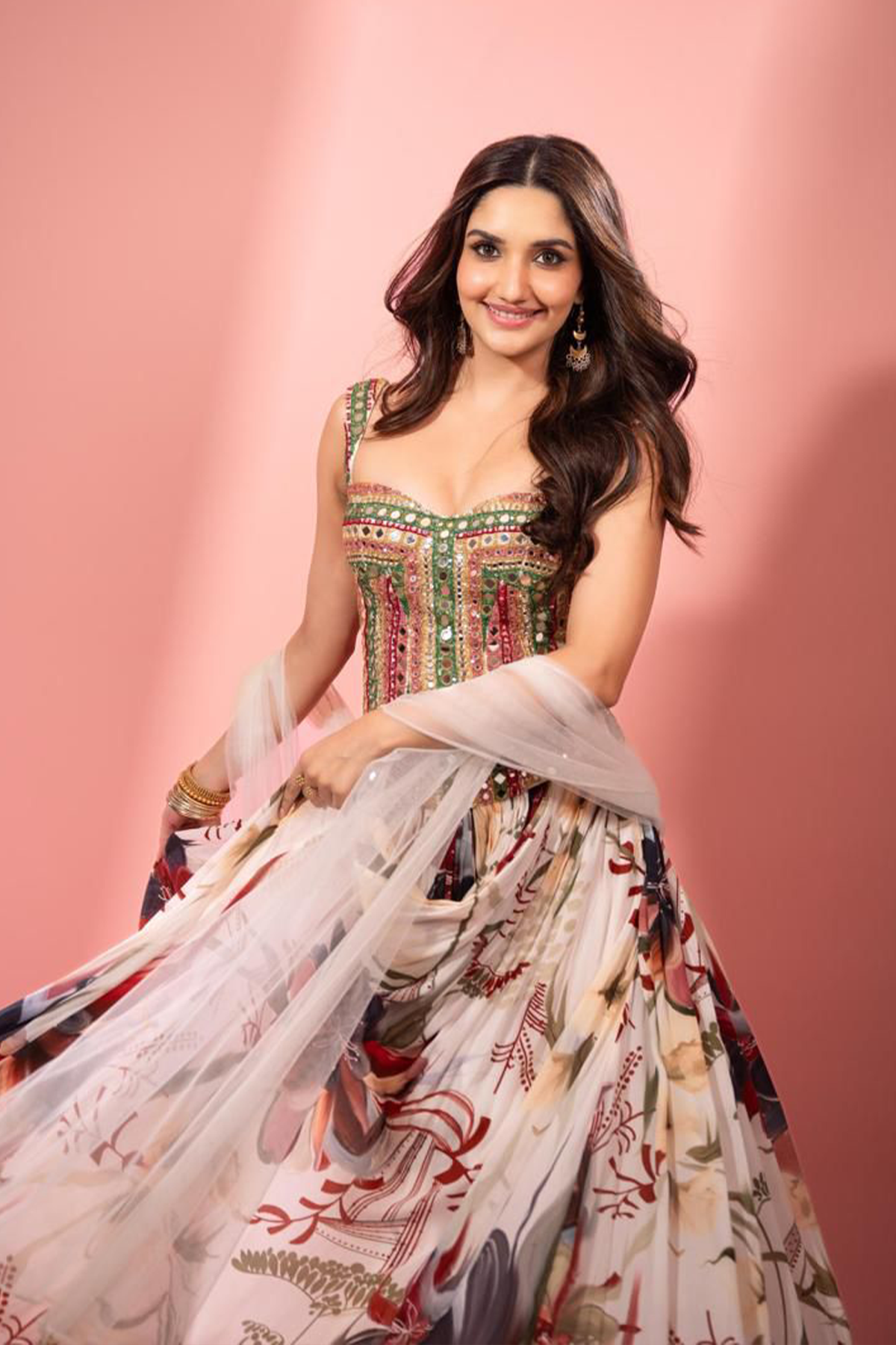 Sanchi in Ivory Floral Printed Lehenga Set