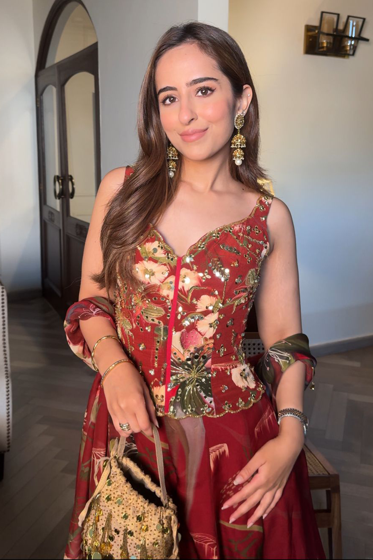 Smridhi in Red Floral Printed Co-Ord Set