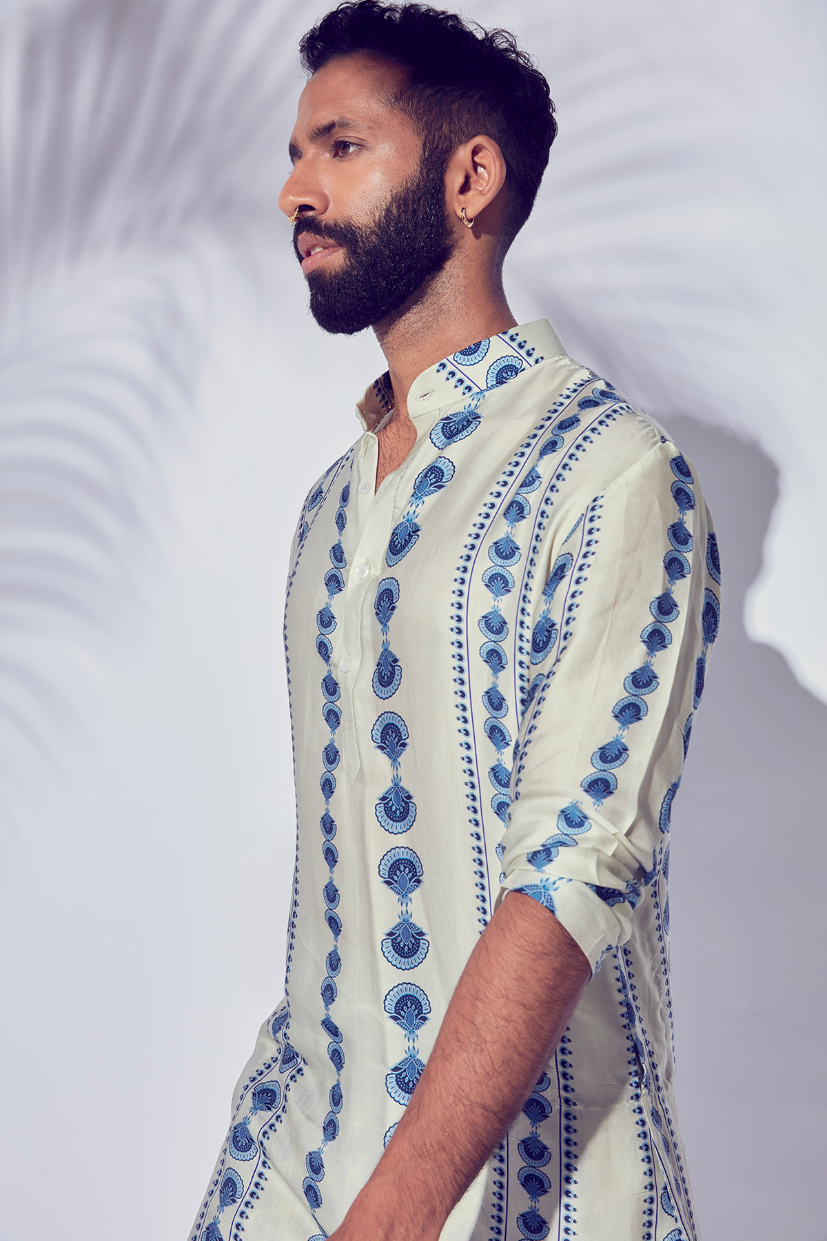 Blue Border Printed Kurta & Printed Pants