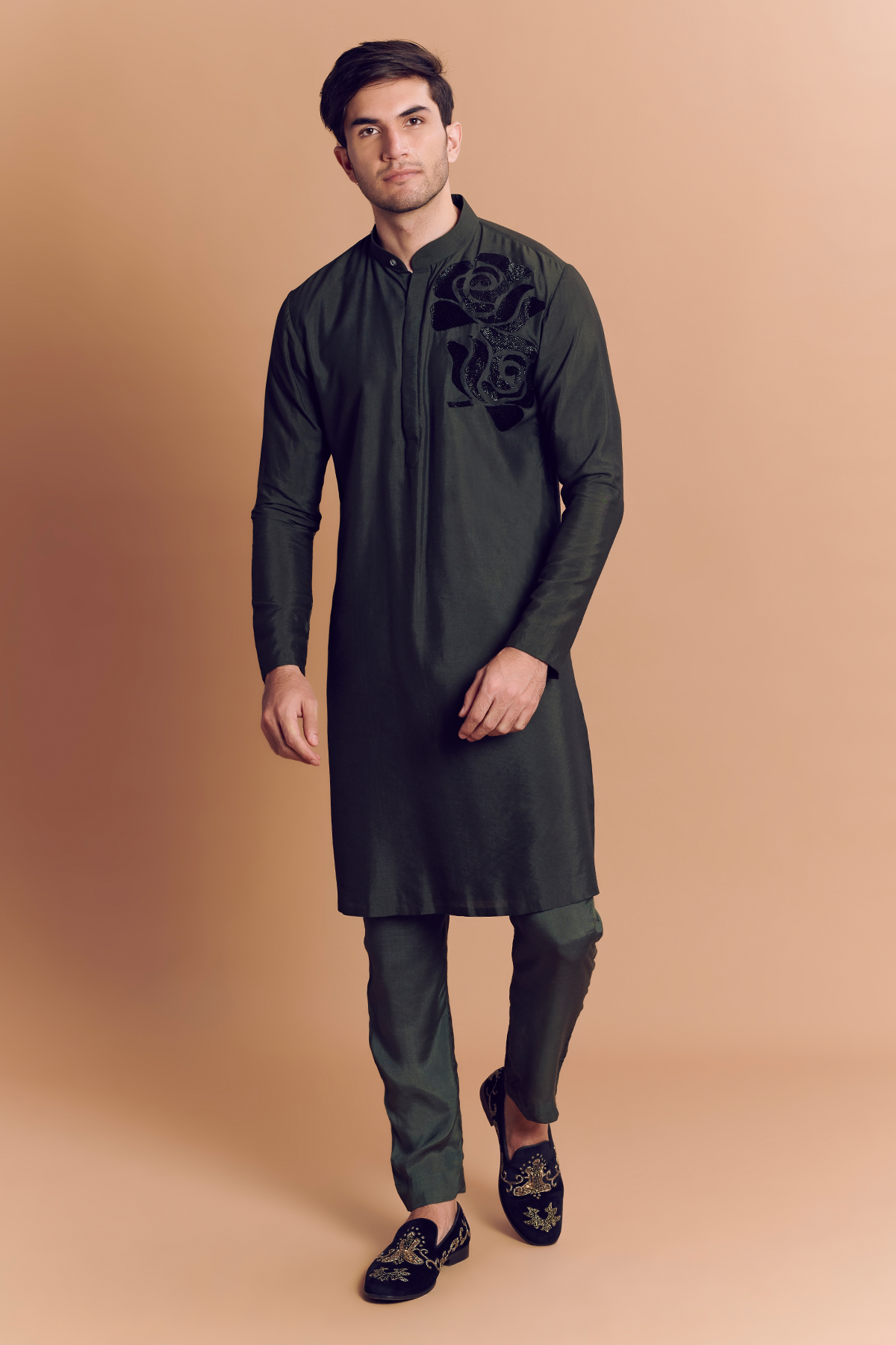 Olvie Kurta With Rose Embroidery