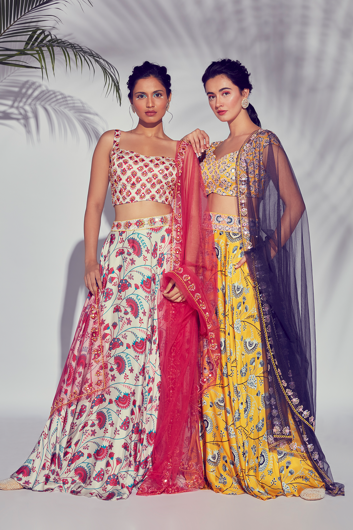 Pink Jaal Printed Lehenga With Butta Embroidered Blouse & Dupatta