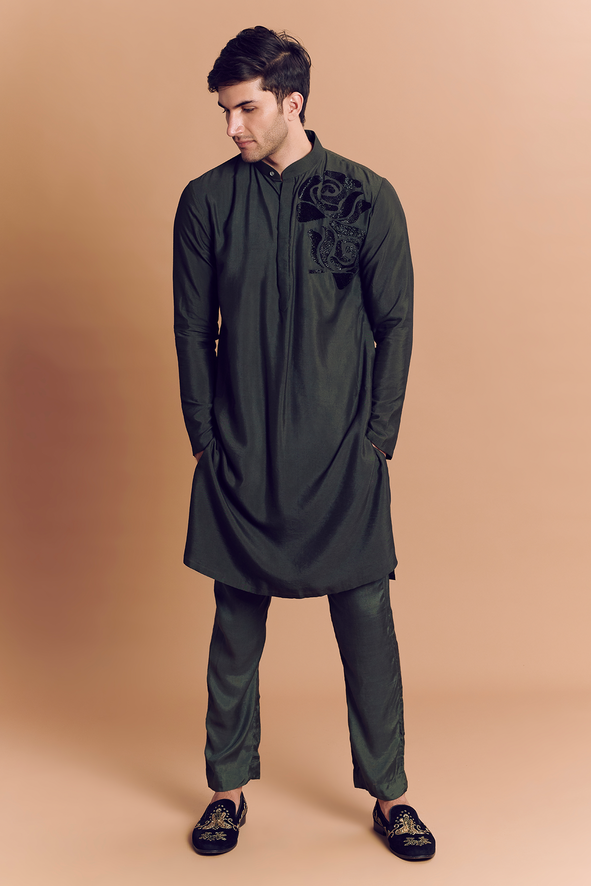 Olvie Kurta With Rose Embroidery