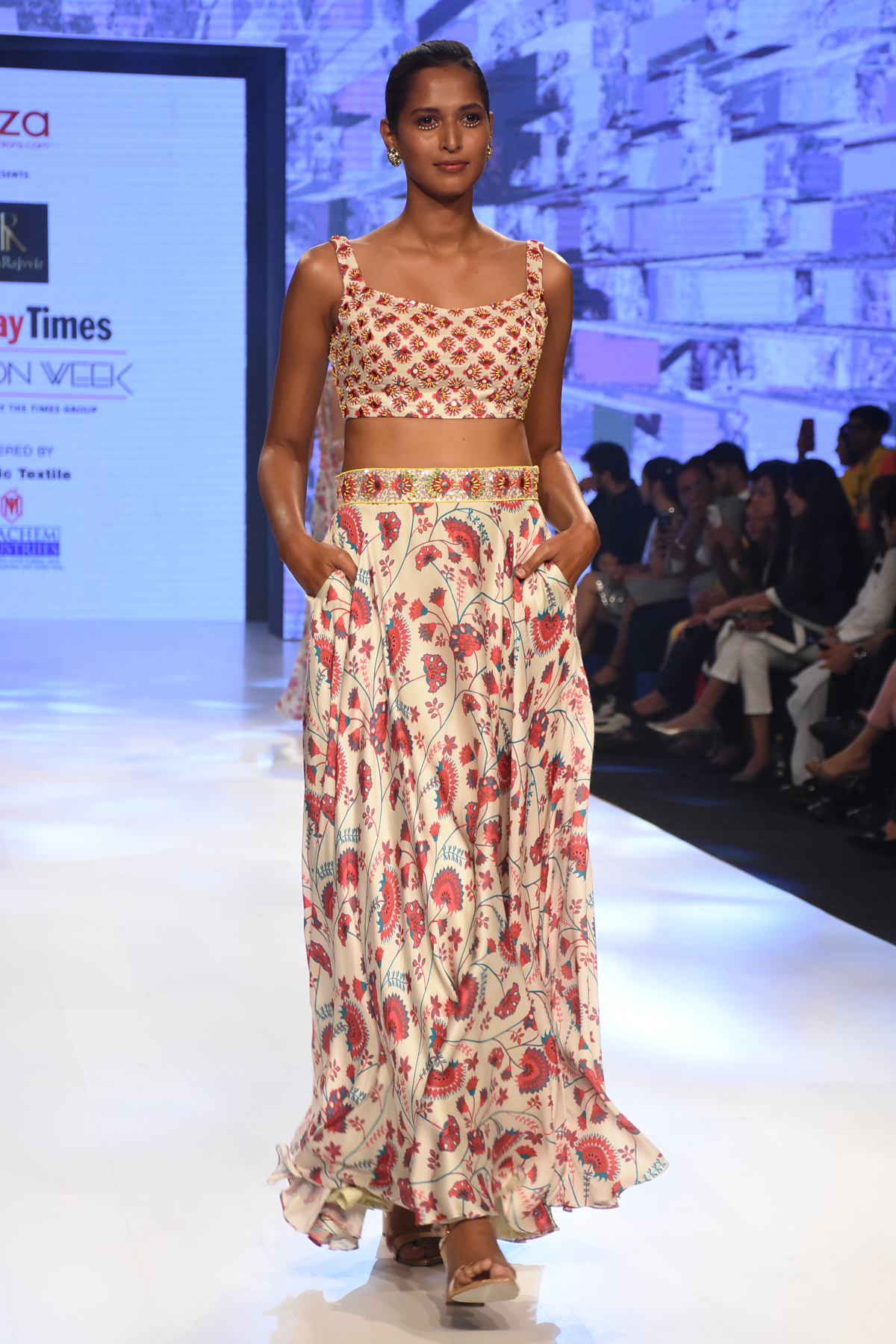 Pink Jaal Printed Lehenga With Butta Embroidered Blouse & Dupatta