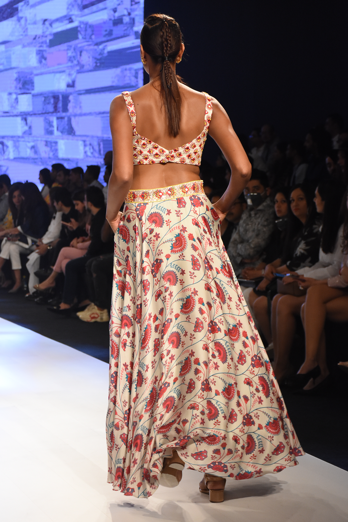 Pink Jaal Printed Lehenga With Butta Embroidered Blouse & Dupatta