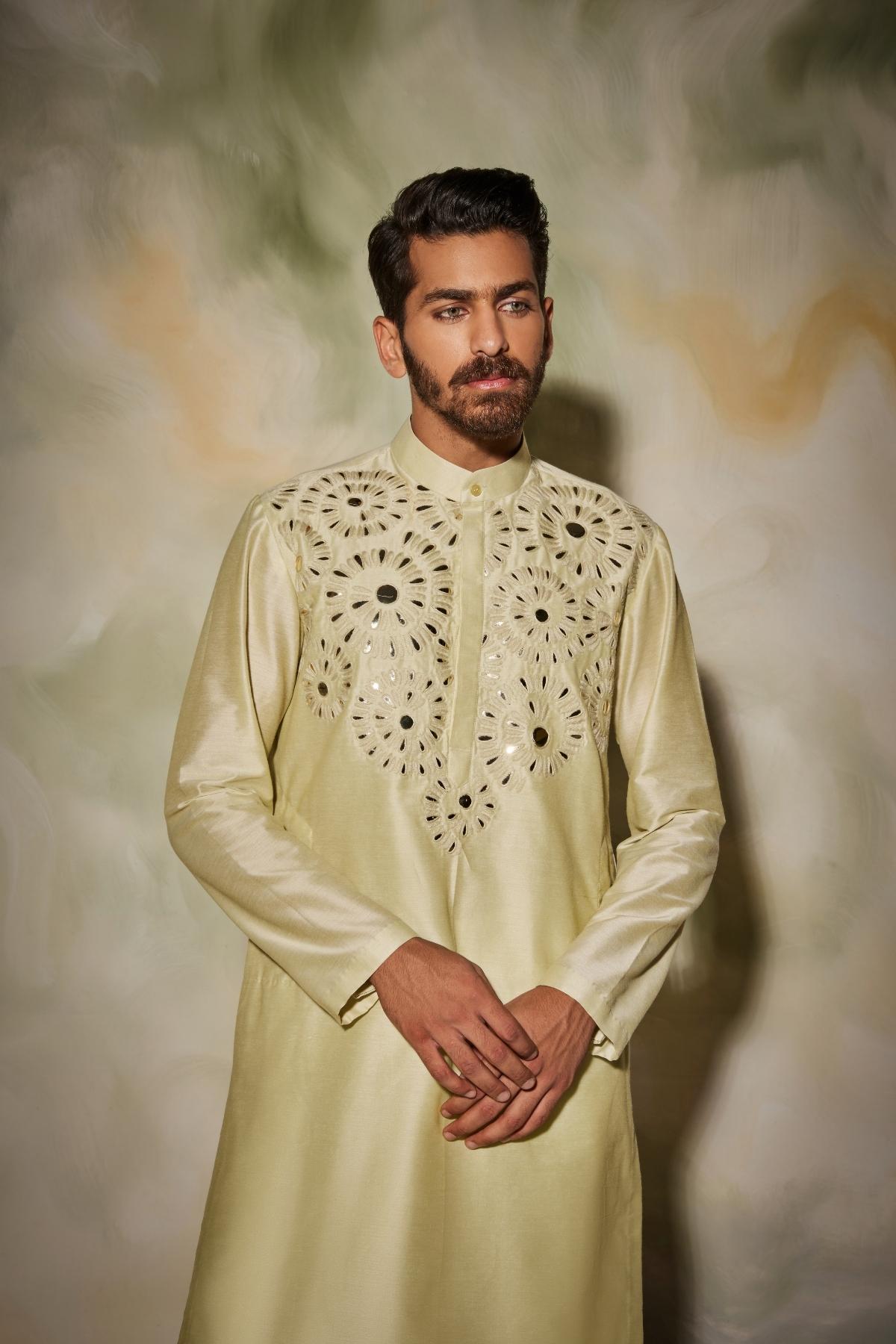Mint Green Embroidered Yoke kurta
