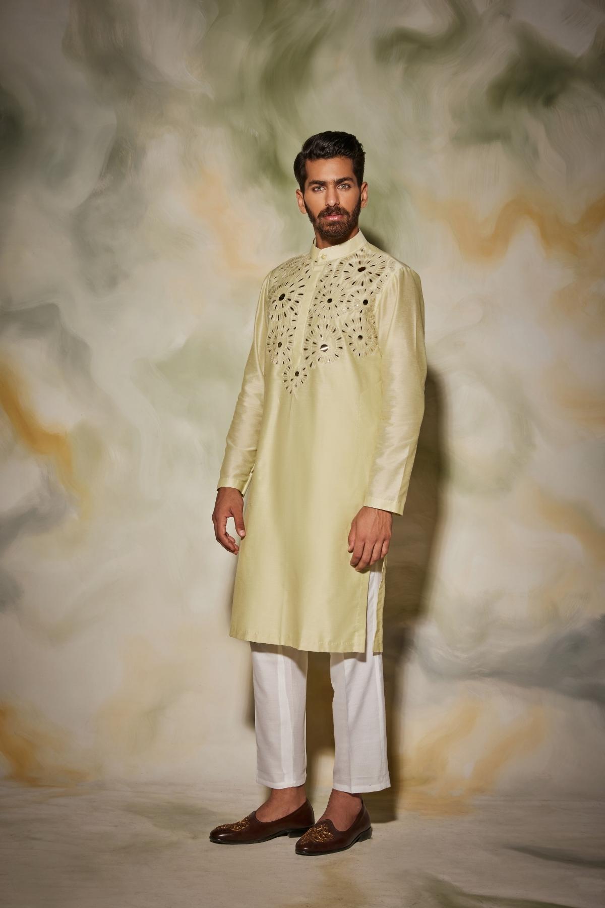 Mint Green Embroidered Yoke kurta