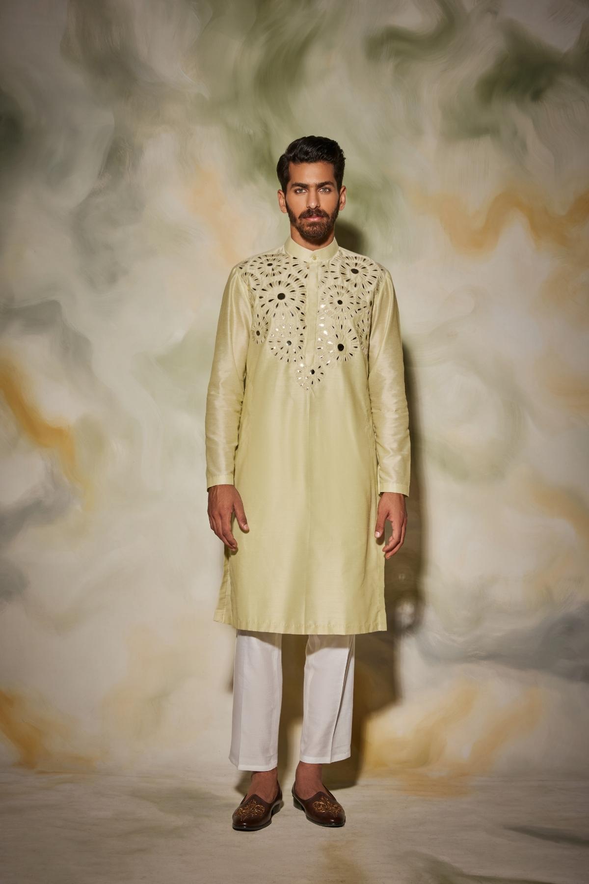 Mint Green Embroidered Yoke kurta