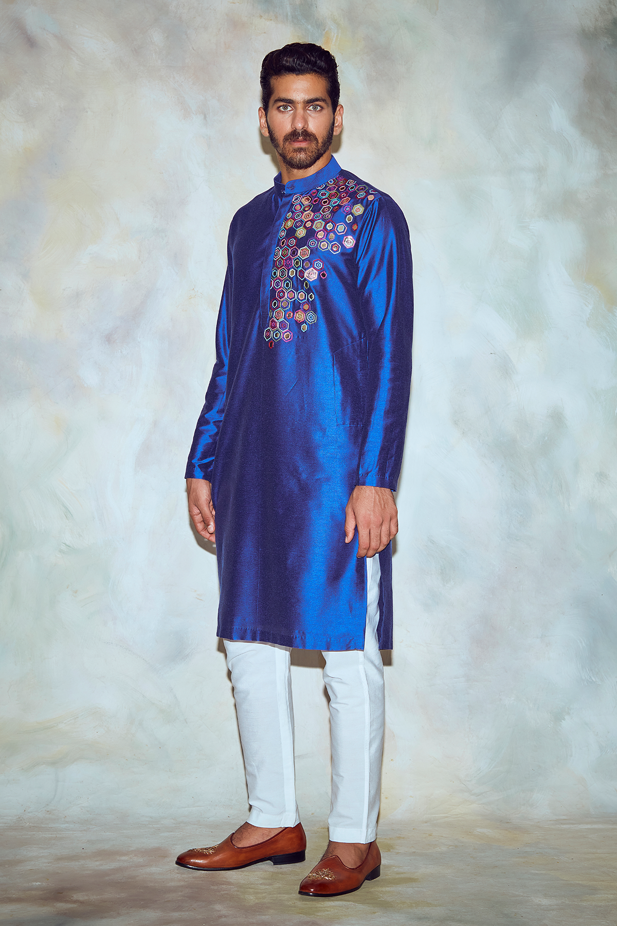 Cobalt Blue Embriodered Kurta